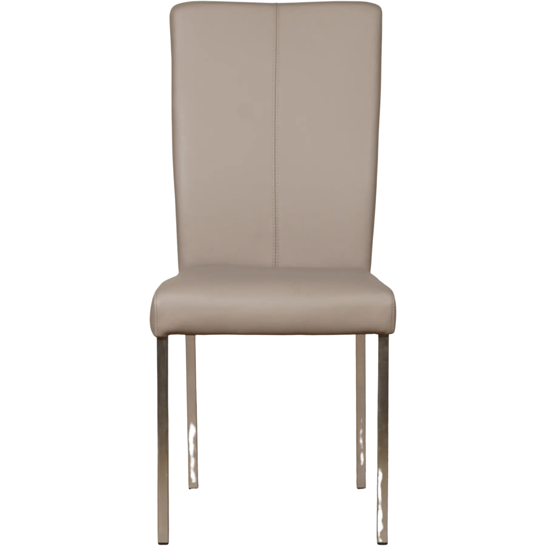 afbeelding van Leren eetkamerstoel Daily - Toledo Khaki (taupe/bruin) - Poten staal vierkant RVS