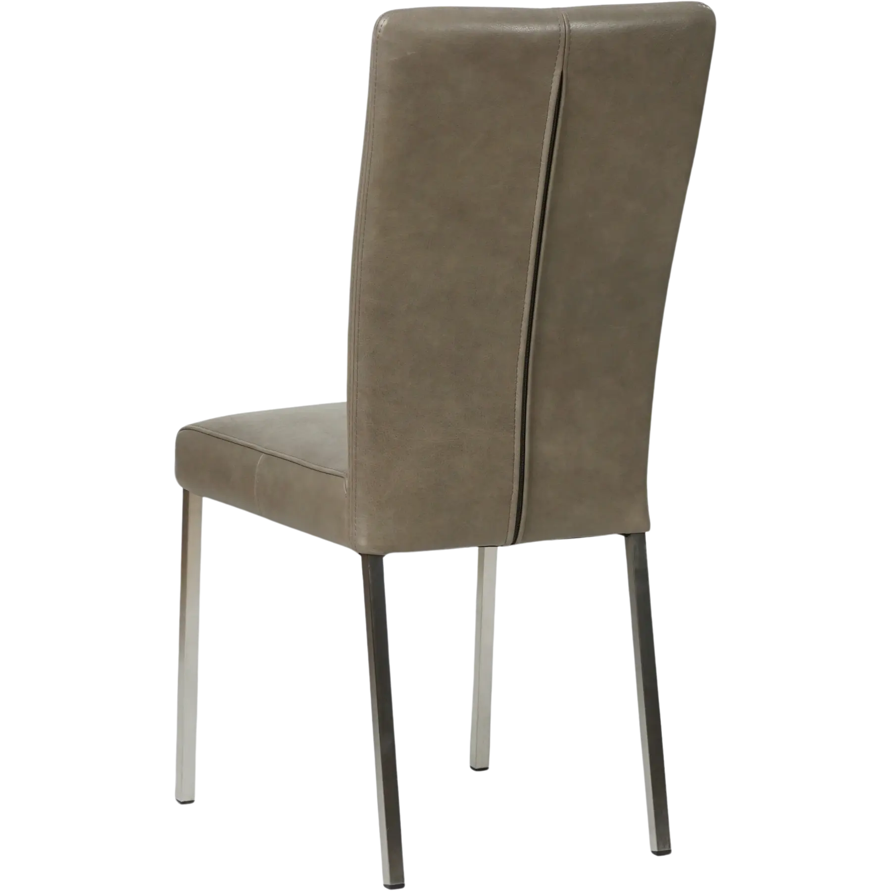 afbeelding van Leren eetkamerstoel Daily - Vintage Stone (grijs) - Poten staal vierkant RVS