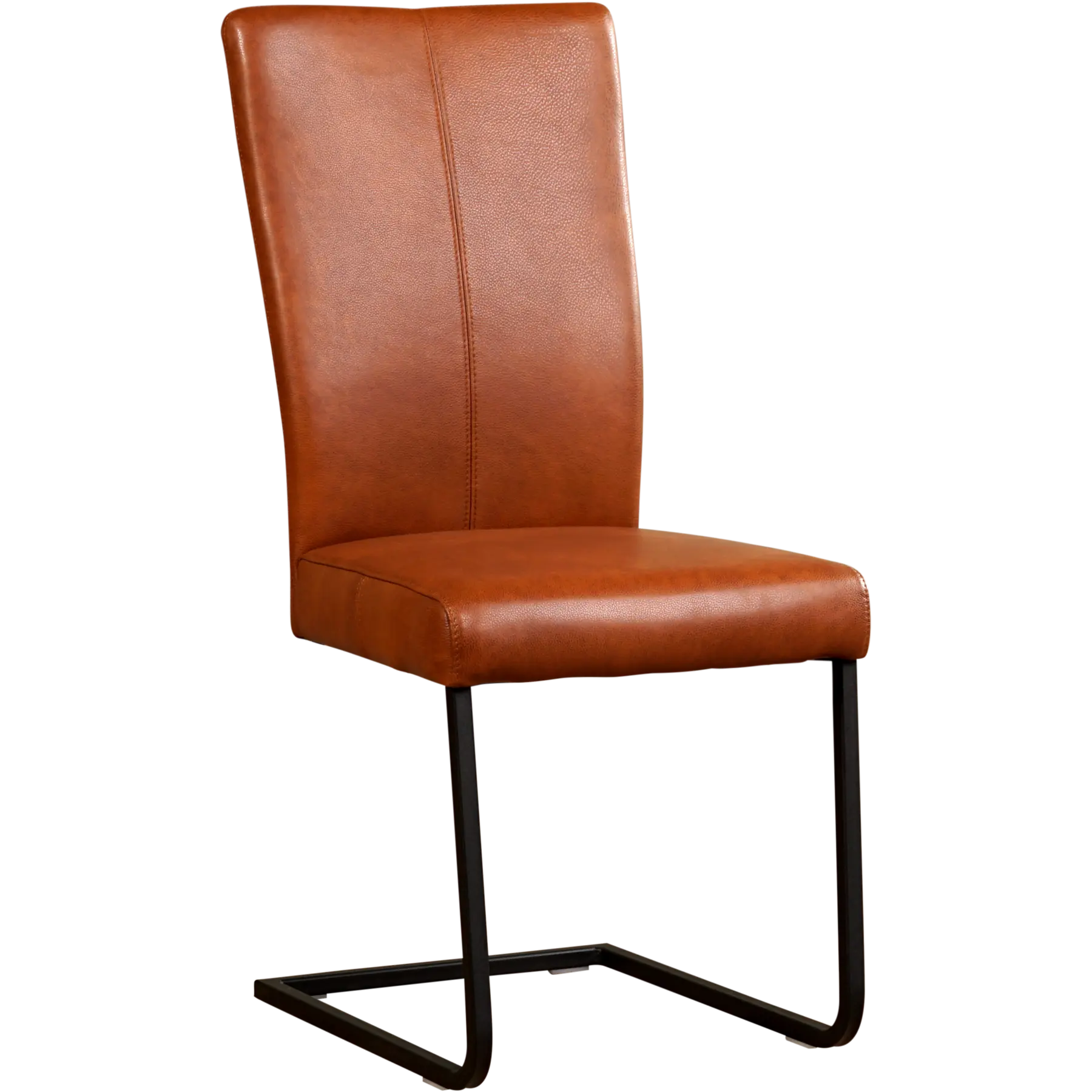 afbeelding van Leren eetkamerstoel Dare - Granada Savannah (cognac) - Sledepoot staal vierkant zwart
