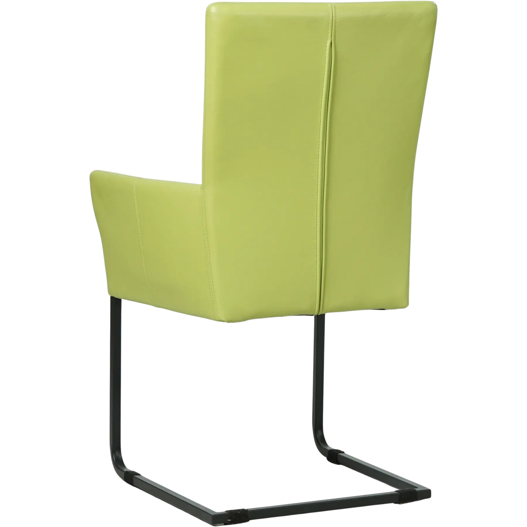 afbeelding van Leren eetkamerstoel Dare met armleuning - Toledo Lime (felgroen) - Sledepoot staal vierkant zwart