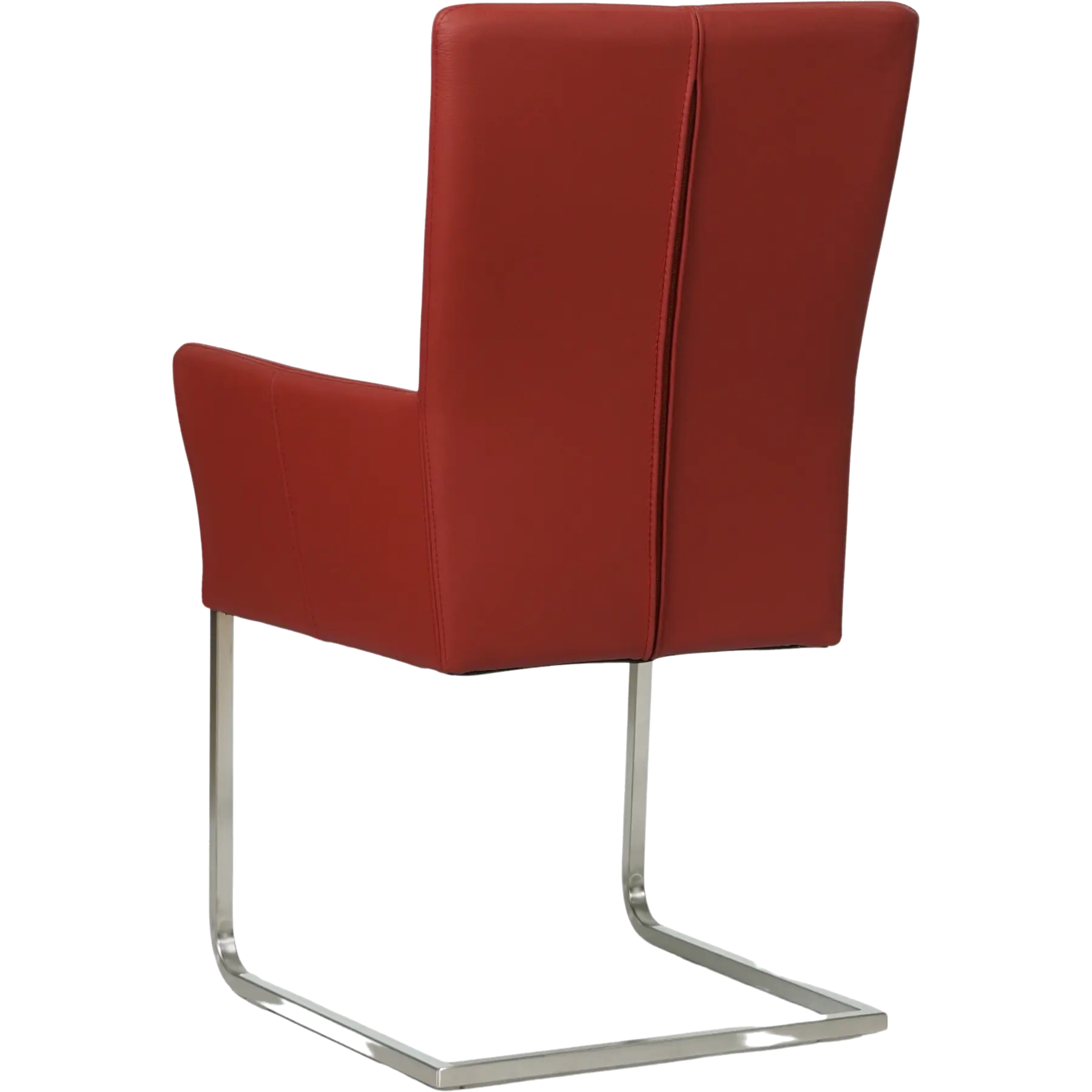 afbeelding van Leren eetkamerstoel Dare met armleuning - Toledo Red (rood) - Sledepoot staal vierkant RVS