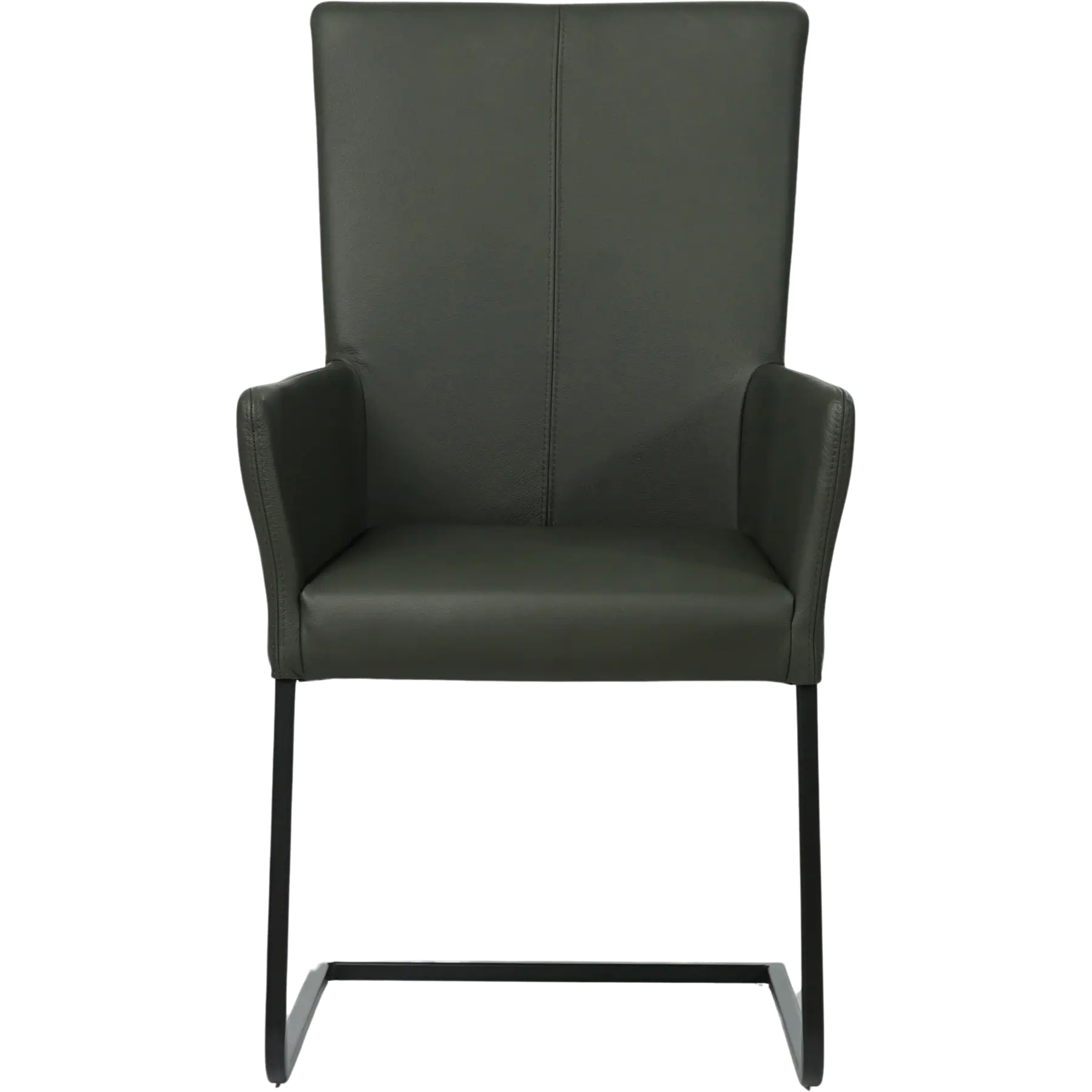 afbeelding van Leren eetkamerstoel Dare met armleuning - Toledo Verde (donkergroen) - Sledepoot staal vierkant zwart