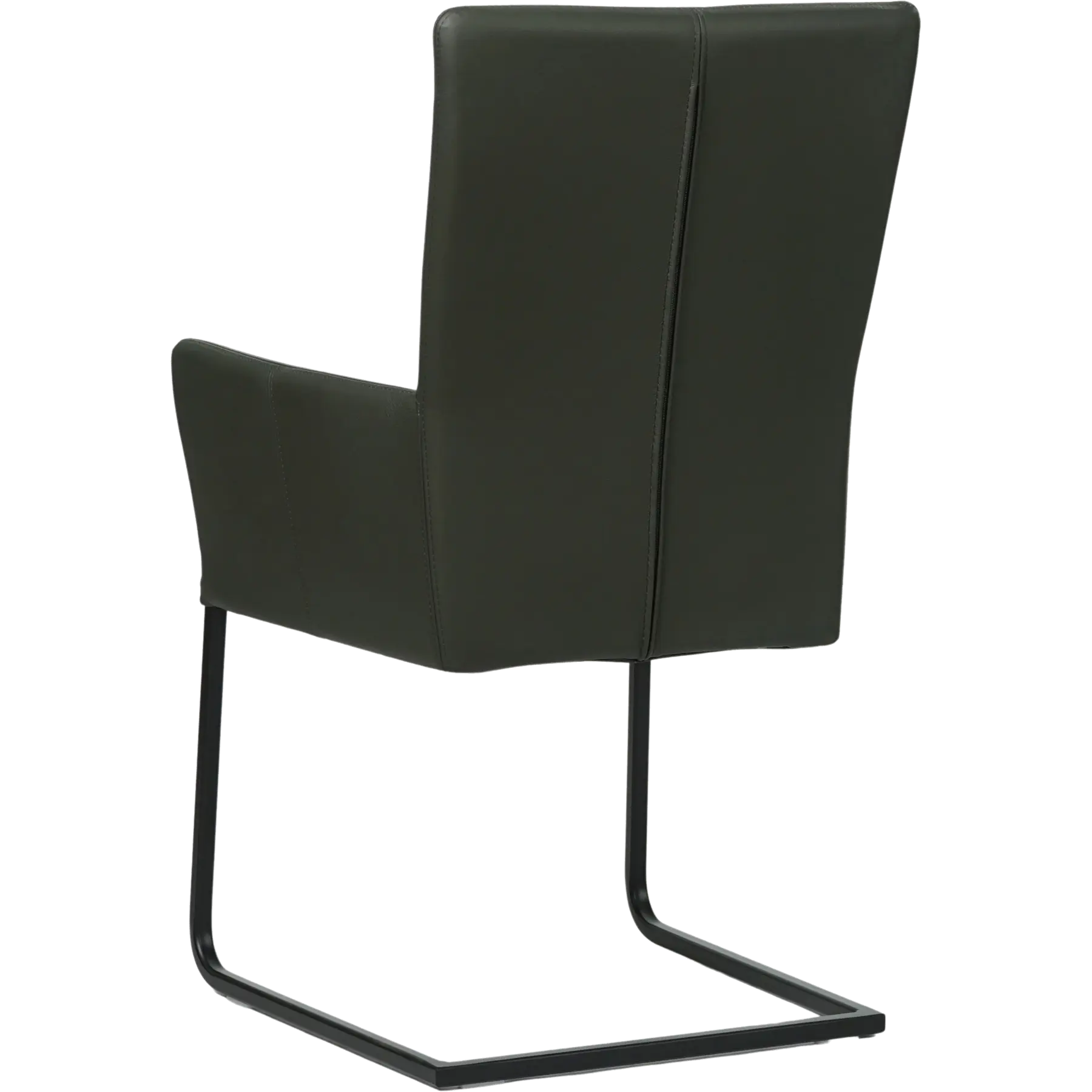 afbeelding van Leren eetkamerstoel Dare met armleuning - Toledo Verde (donkergroen) - Sledepoot staal vierkant zwart