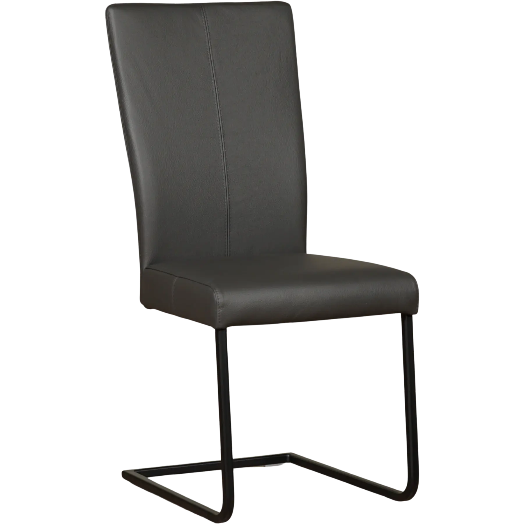 afbeelding van Leren eetkamerstoel Dare - Toledo Antracite (donkergrijs) - Sledepoot staal vierkant zwart