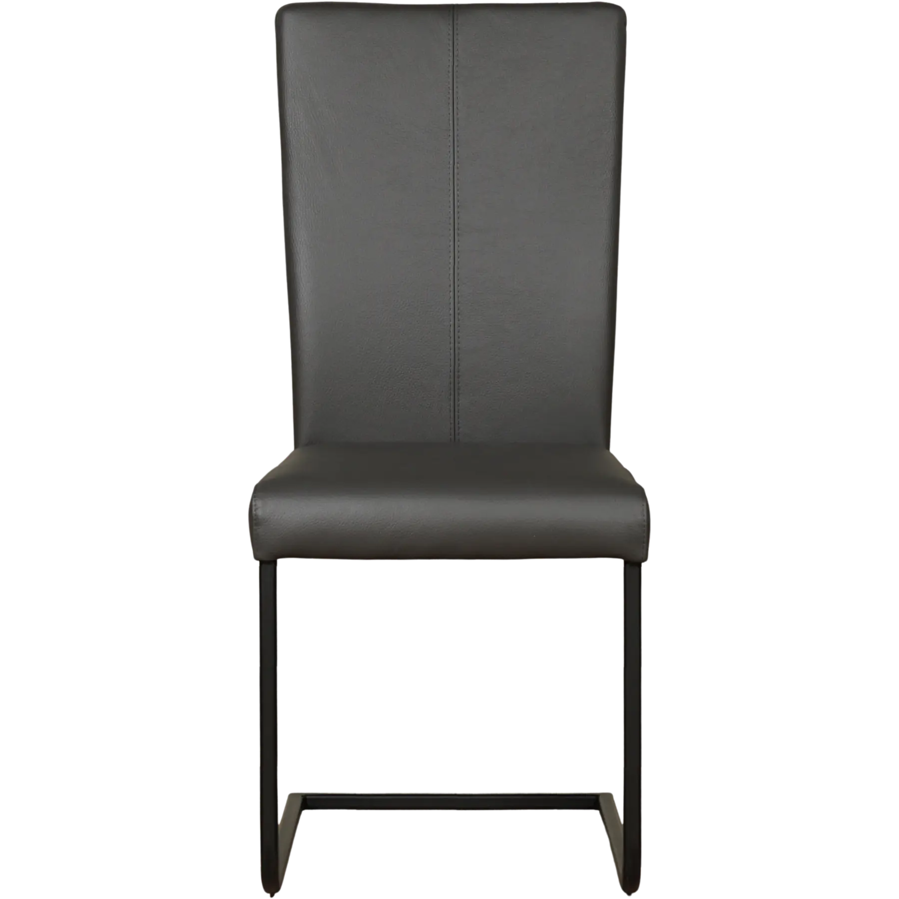 afbeelding van Leren eetkamerstoel Dare - Toledo Antracite (donkergrijs) - Sledepoot staal vierkant zwart