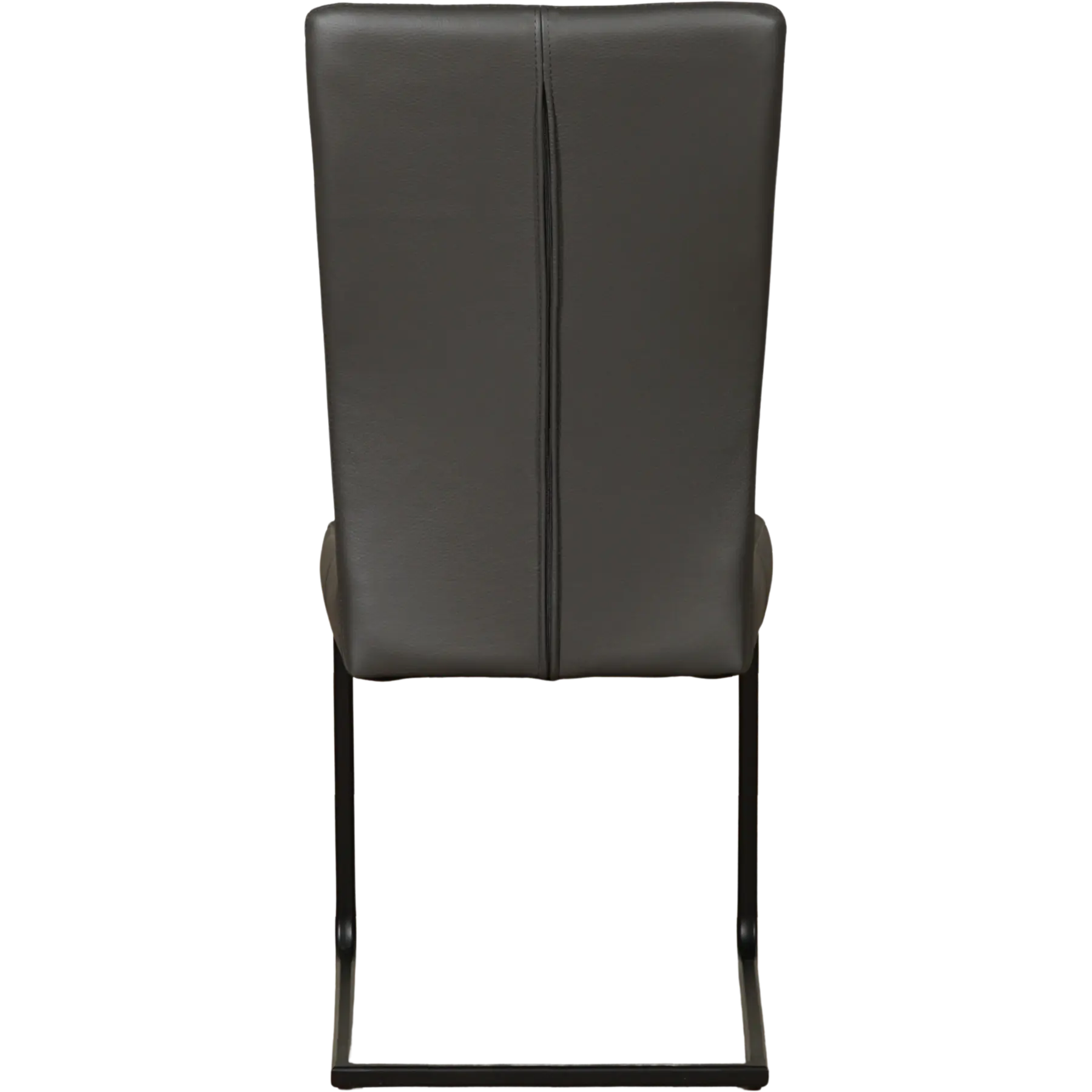 afbeelding van Leren eetkamerstoel Dare - Toledo Antracite (donkergrijs) - Sledepoot staal vierkant zwart