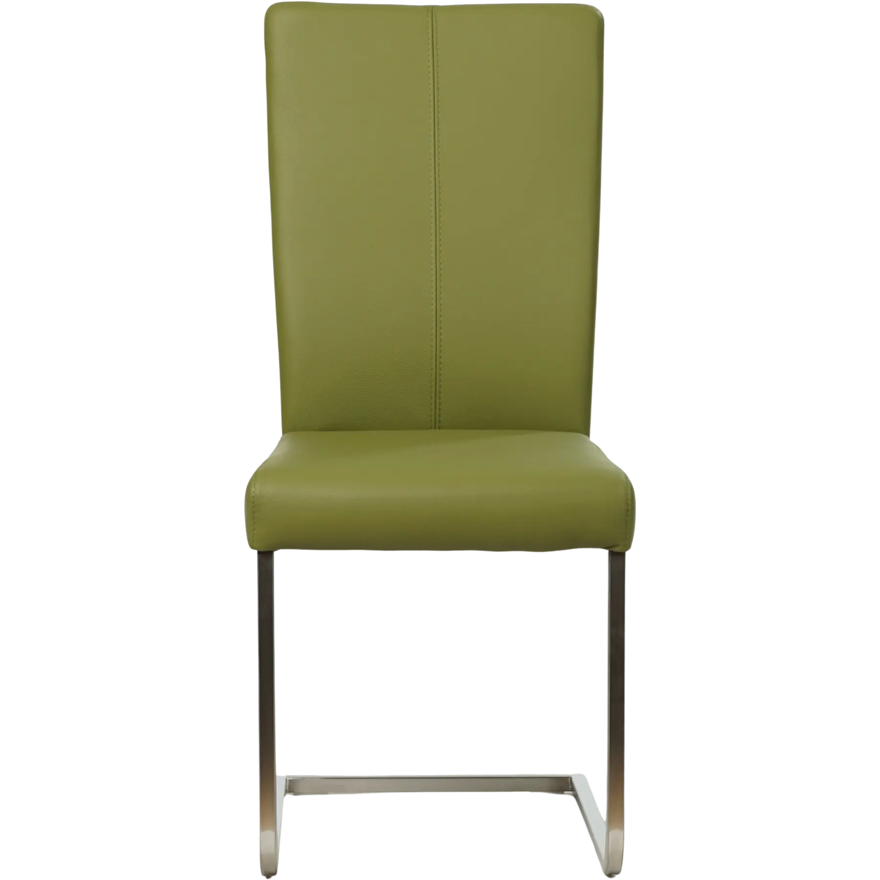 afbeelding van Leren eetkamerstoel Dare - Toledo Apple Green (groen) - Sledepoot staal vierkant RVS