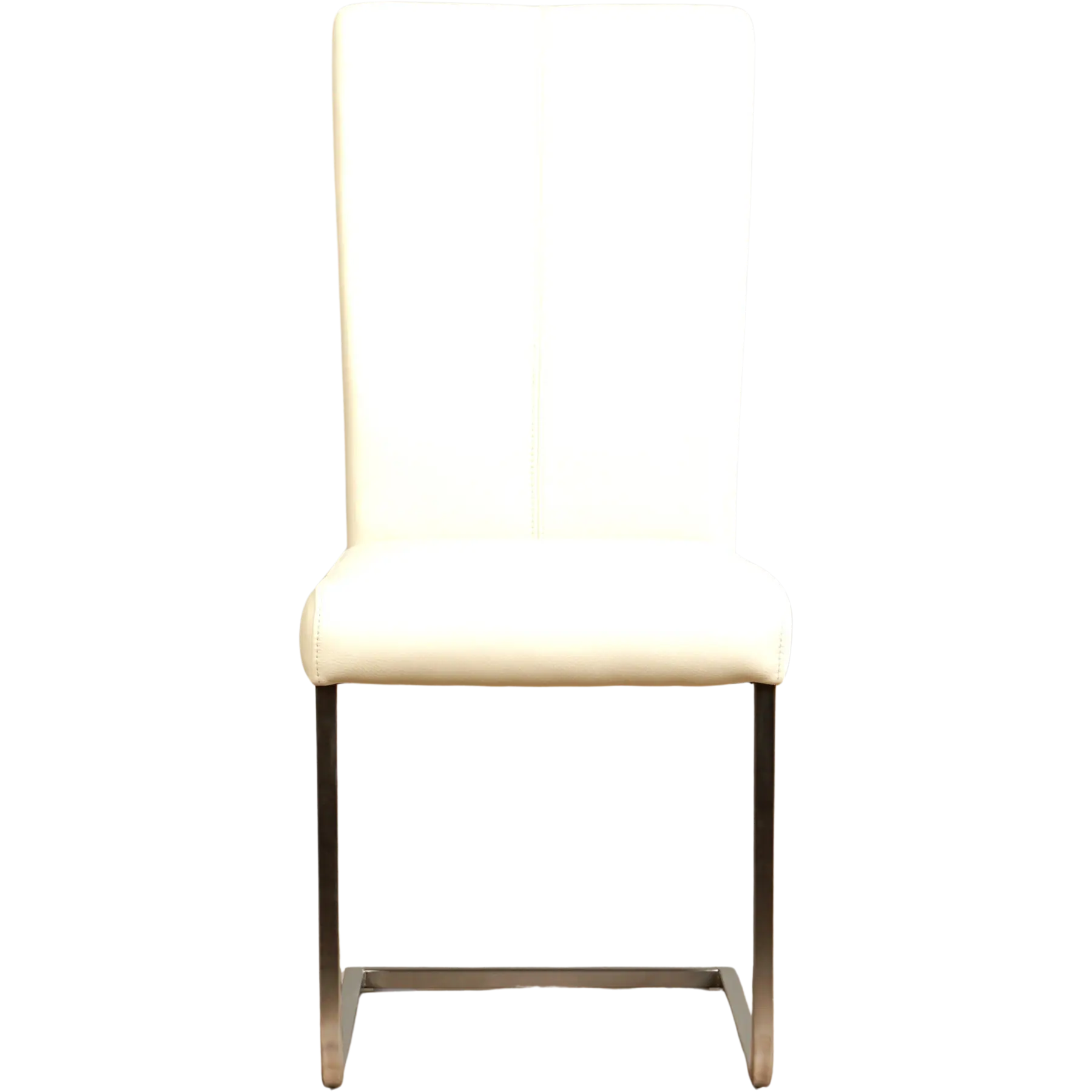 afbeelding van Leren eetkamerstoel Dare - Toledo Bianco (gebroken wit) - Sledepoot staal vierkant RVS