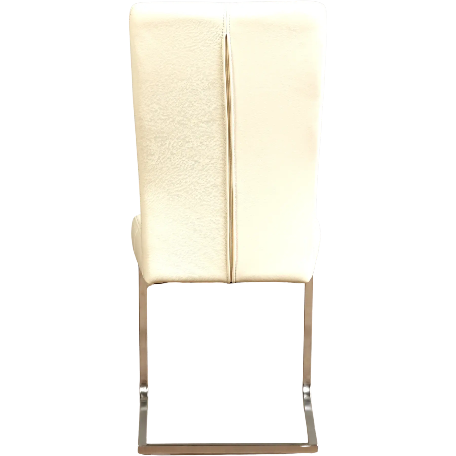 afbeelding van Leren eetkamerstoel Dare - Toledo Bianco (gebroken wit) - Sledepoot staal vierkant RVS