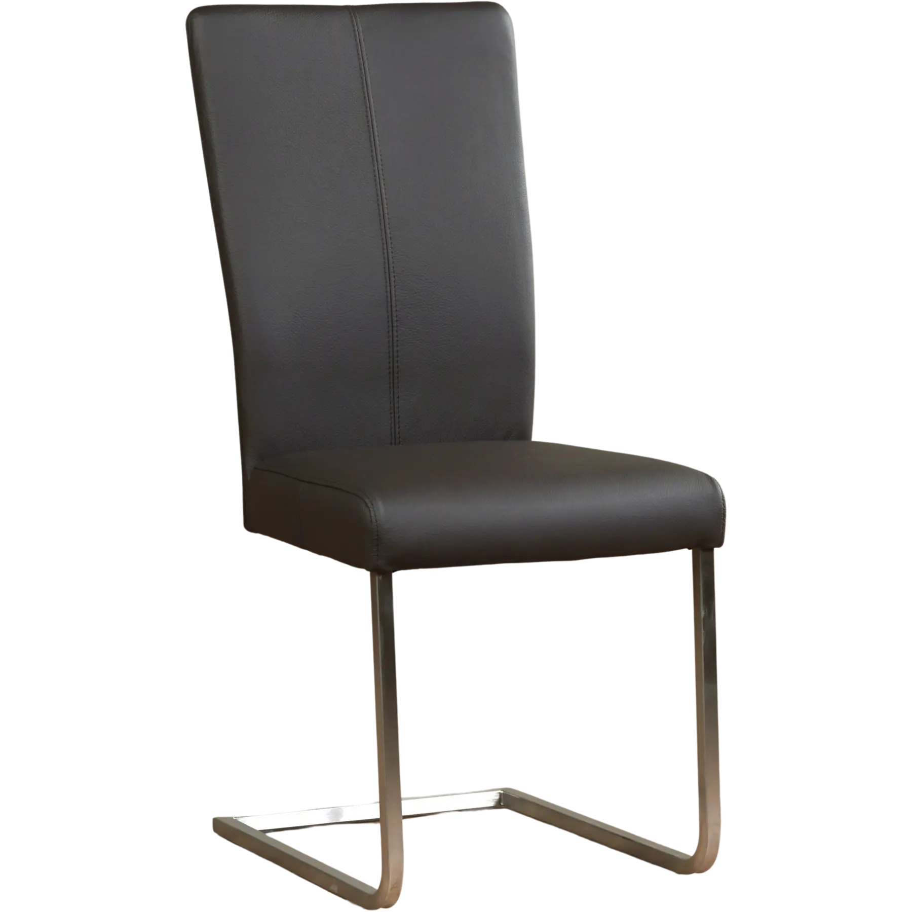 afbeelding van Leren eetkamerstoel Dare - Toledo Caffe (donkerbruin) - Sledepoot staal vierkant RVS