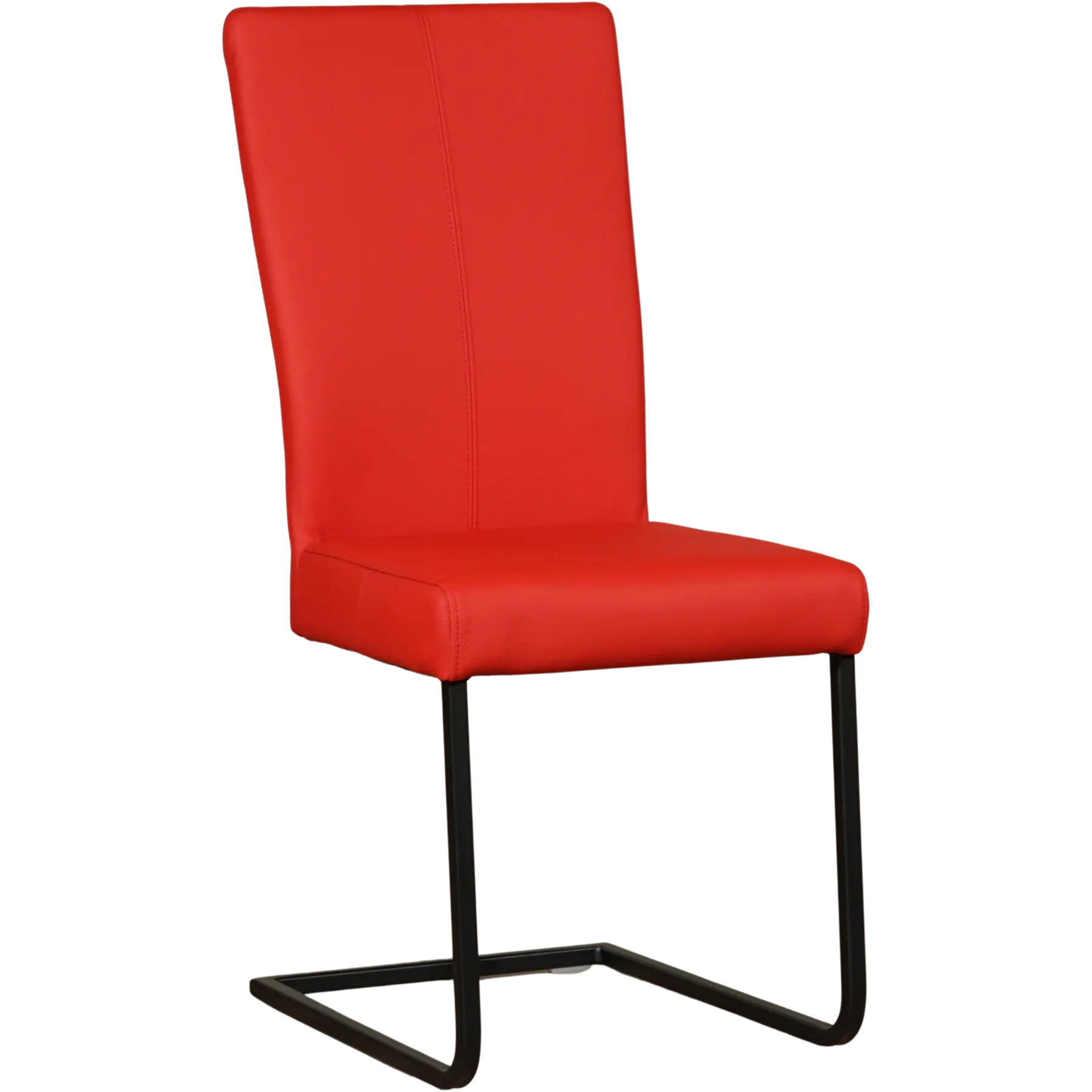 afbeelding van Leren eetkamerstoel Dare - Toledo Ferrari (felrood) - Sledepoot staal vierkant zwart