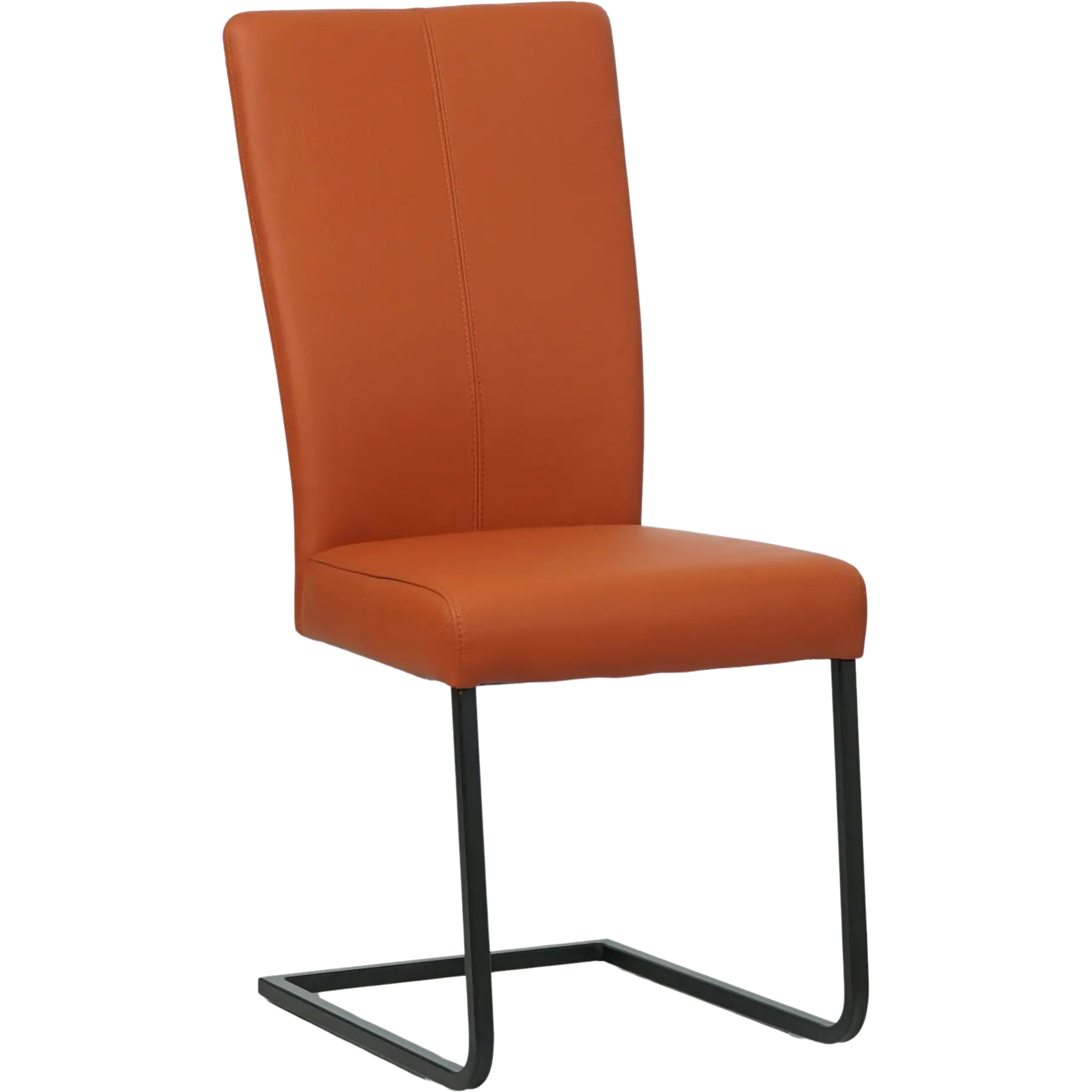 afbeelding van Leren eetkamerstoel Dare - Toledo Natur (cognac) - Sledepoot staal vierkant zwart