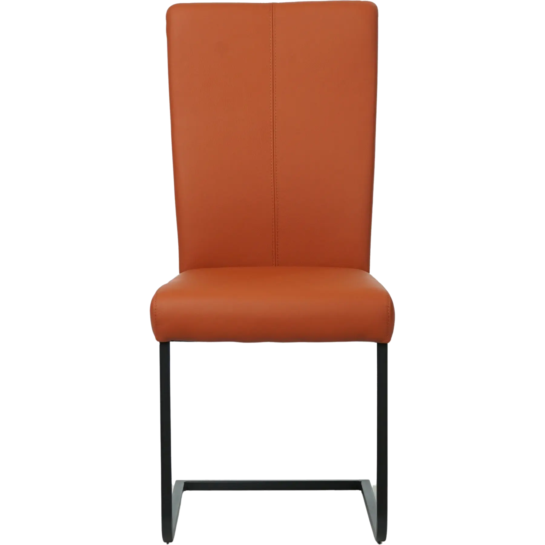 afbeelding van Leren eetkamerstoel Dare - Toledo Natur (cognac) - Sledepoot staal vierkant zwart