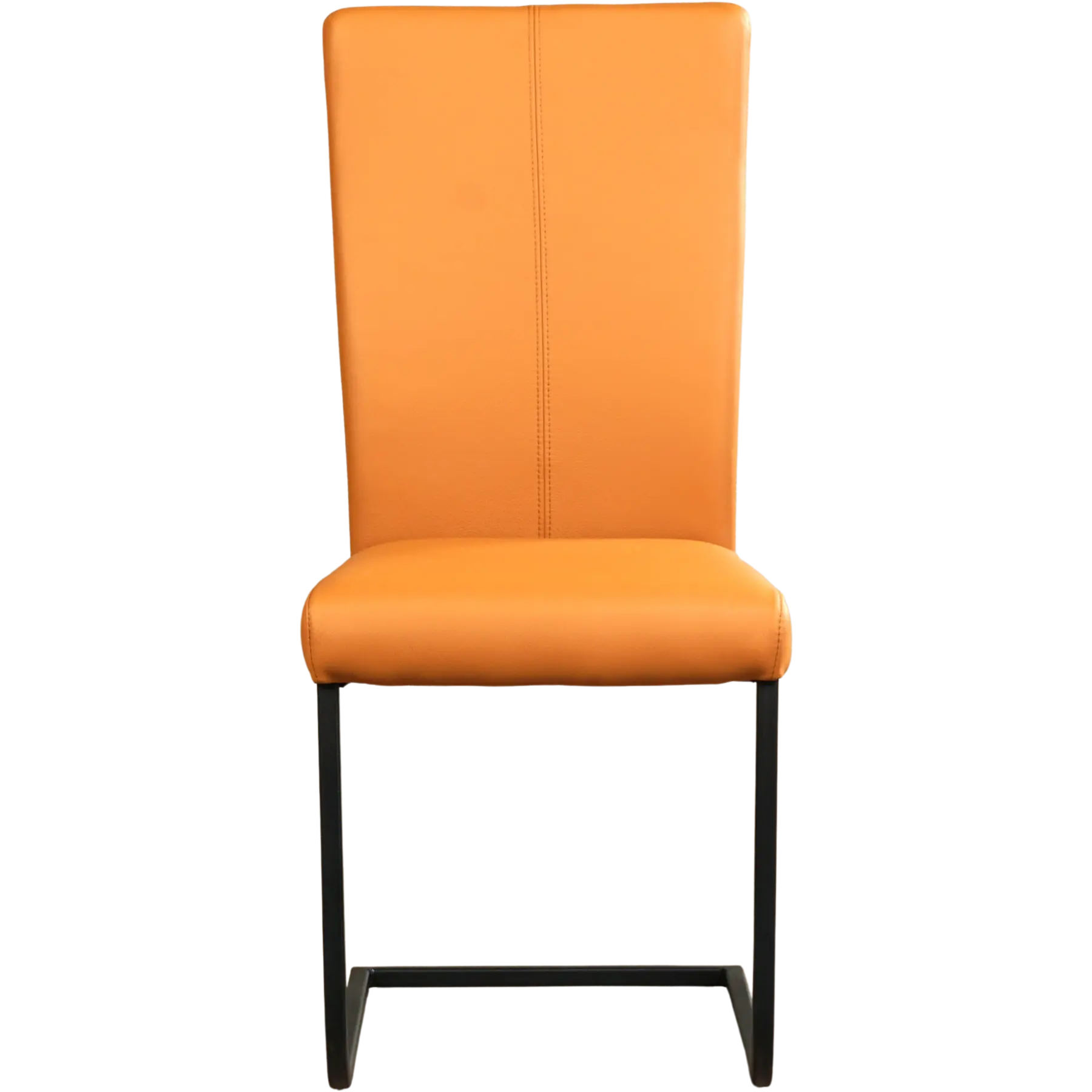 afbeelding van Leren eetkamerstoel Dare - Toledo Sabbia (lichtcognac) - Sledepoot staal vierkant zwart