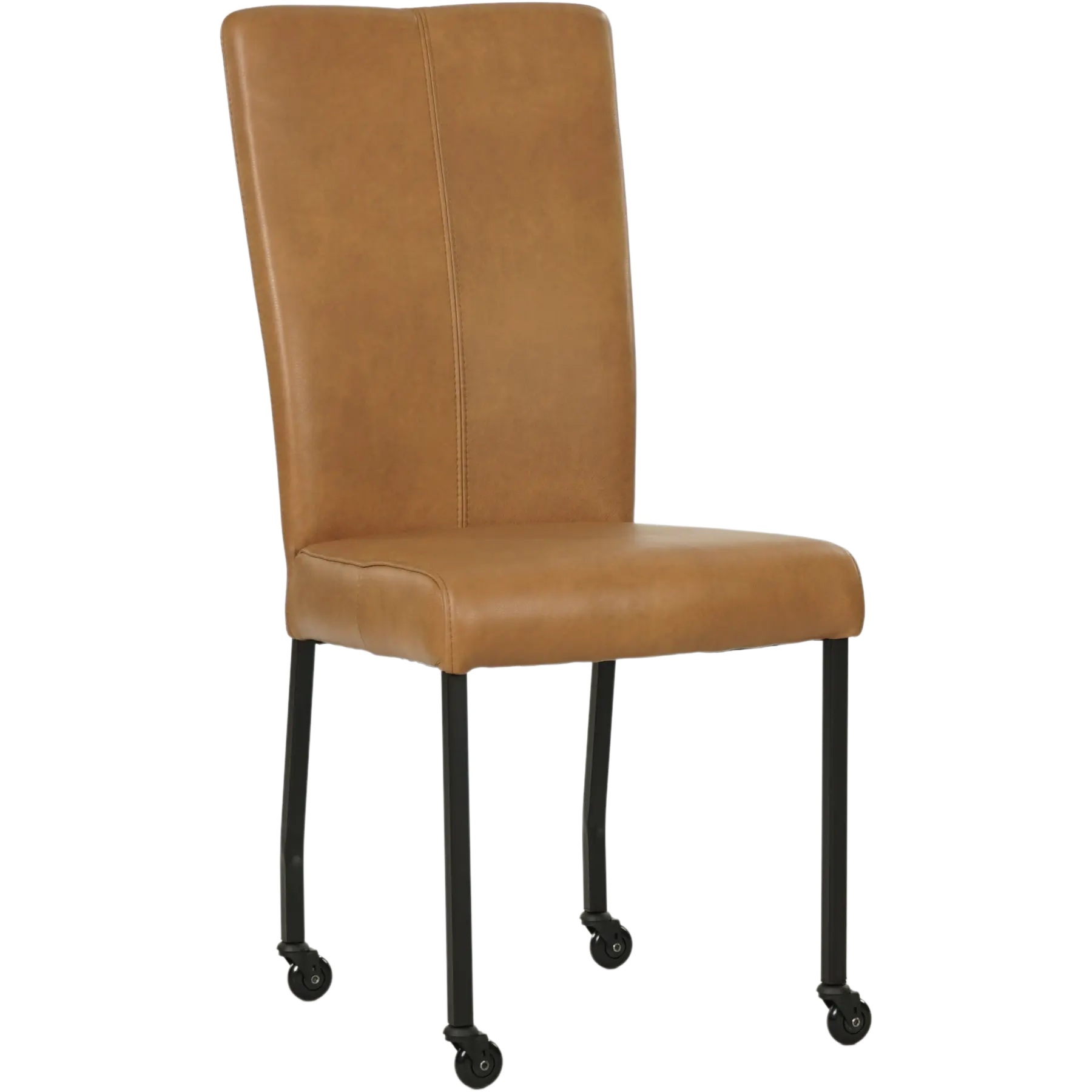afbeelding van Leren eetkamerstoel Deal - Granada Sahara (cognac) - Poten staal vierkant zwart