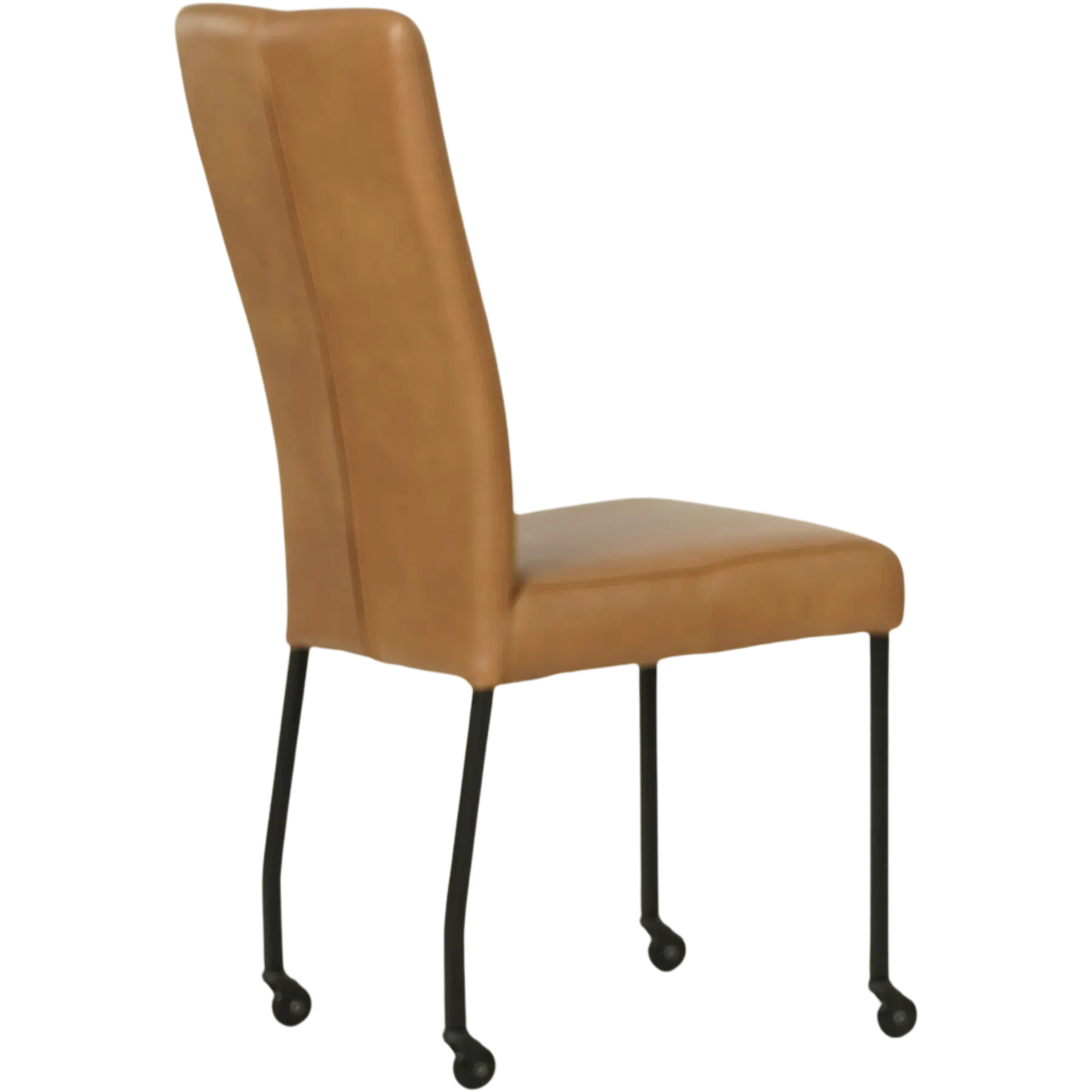 afbeelding van Leren eetkamerstoel Deal - Granada Sahara (cognac) - Poten staal vierkant zwart
