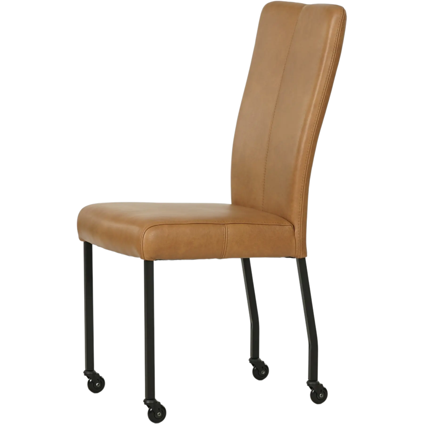 afbeelding van Leren eetkamerstoel Deal - Granada Sahara (cognac) - Poten staal vierkant zwart