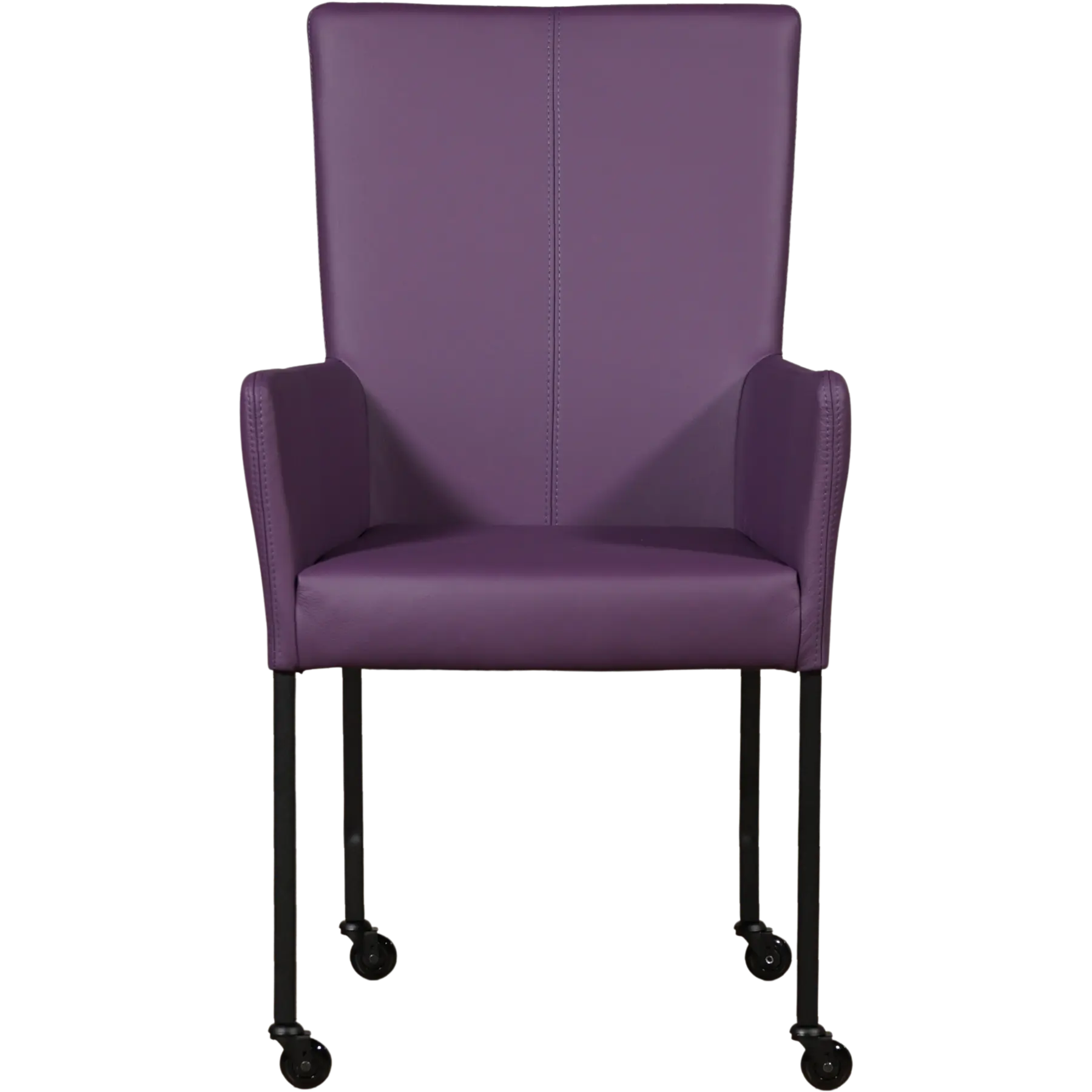 afbeelding van Leren eetkamerstoel Deal met armleuning - Toledo Aubergine (paars) - Poten staal vierkant zwart