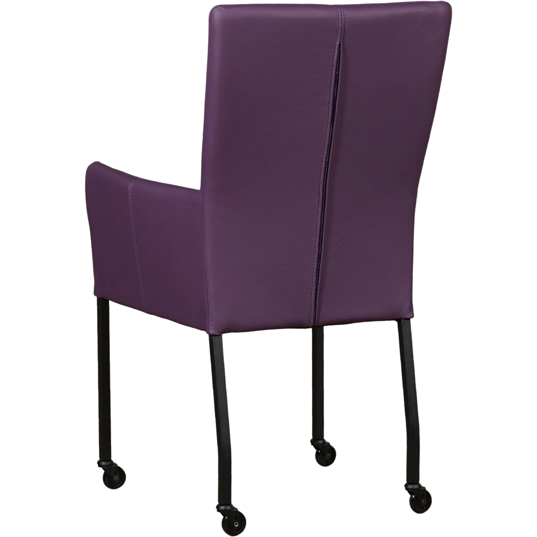 afbeelding van Leren eetkamerstoel Deal met armleuning - Toledo Aubergine (paars) - Poten staal vierkant zwart