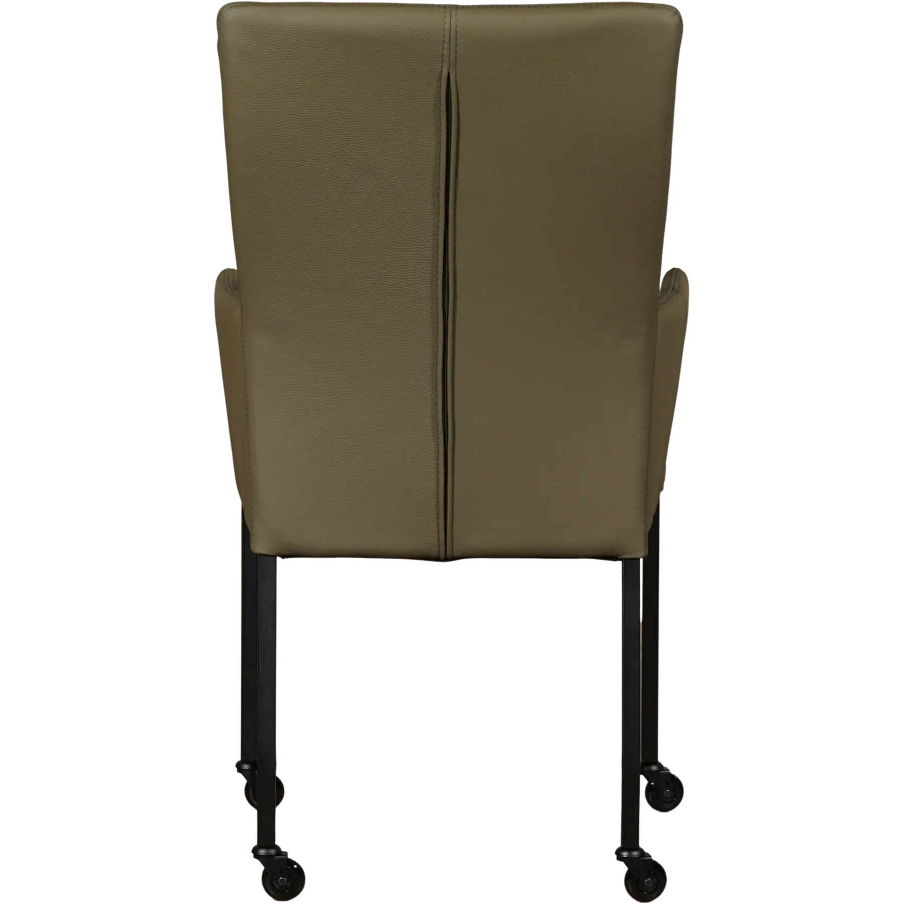 afbeelding van Leren eetkamerstoel Deal met armleuning - Toledo Olive (olijf/goen) - Poten staal vierkant zwart