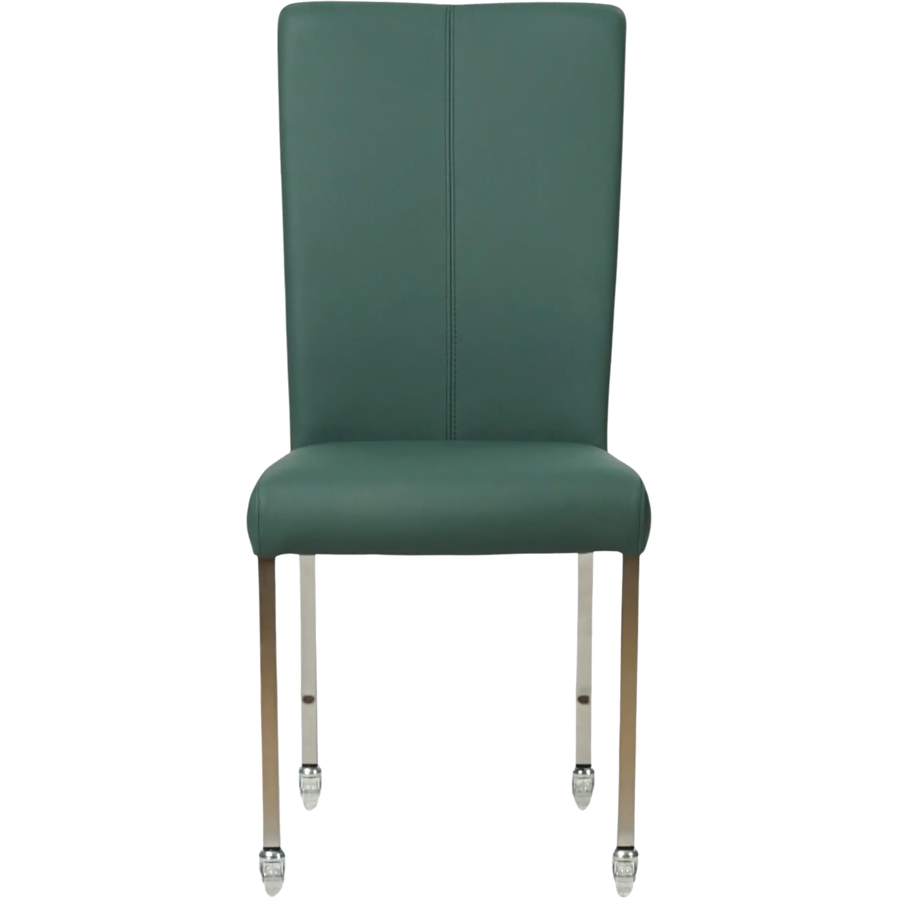 afbeelding van Leren eetkamerstoel Deal - Toledo Forrest (groen) - Poten staal vierkant RVS