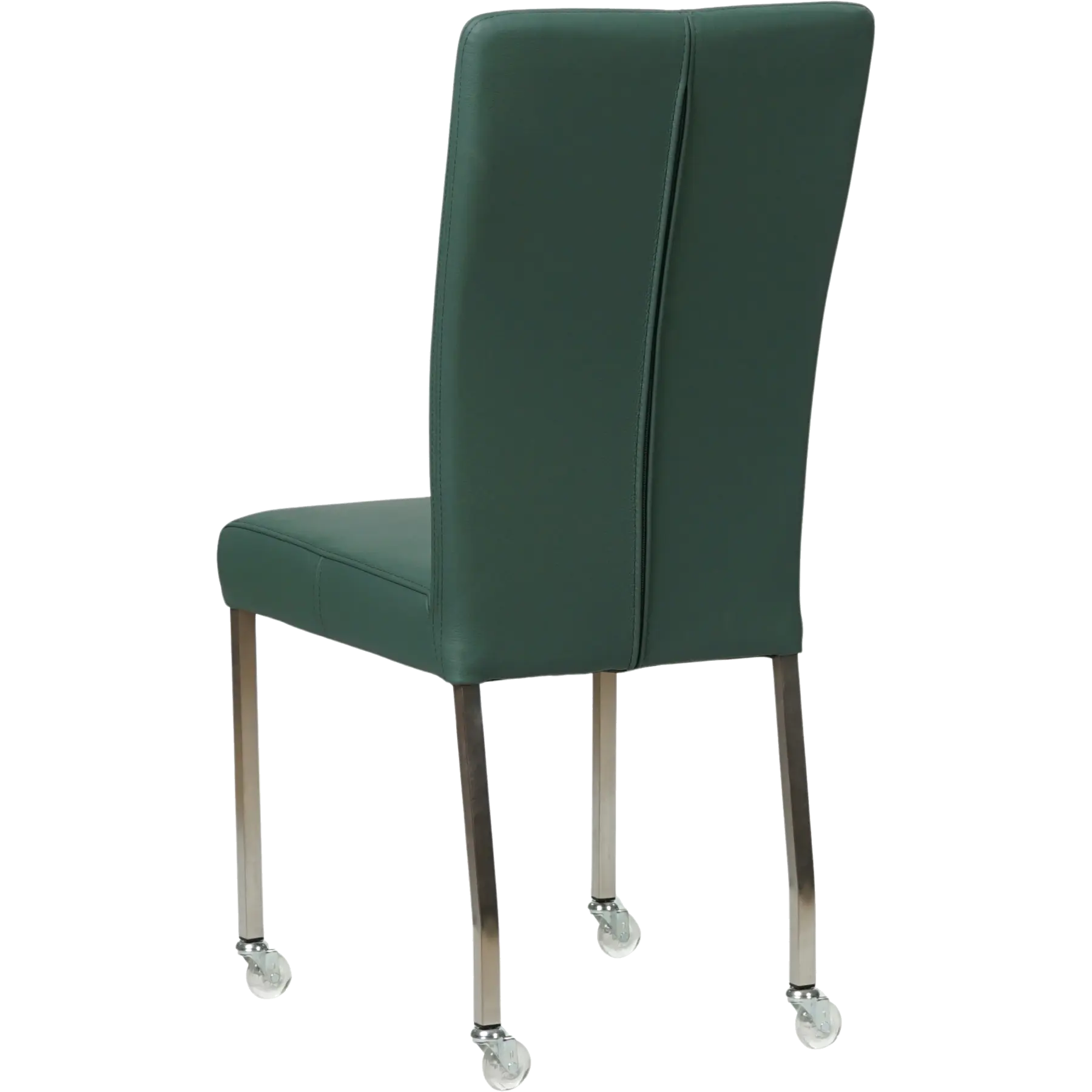 afbeelding van Leren eetkamerstoel Deal - Toledo Forrest (groen) - Poten staal vierkant RVS
