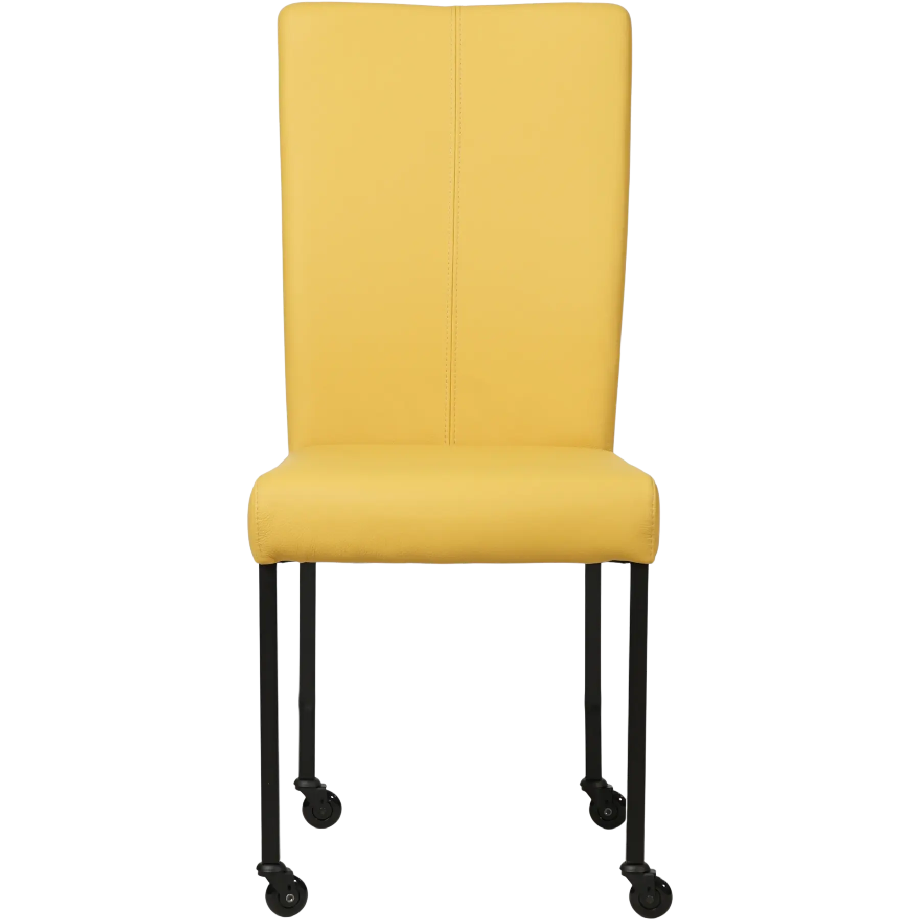 afbeelding van Leren eetkamerstoel Deal - Toledo Giallo (geel) - Poten staal vierkant zwart