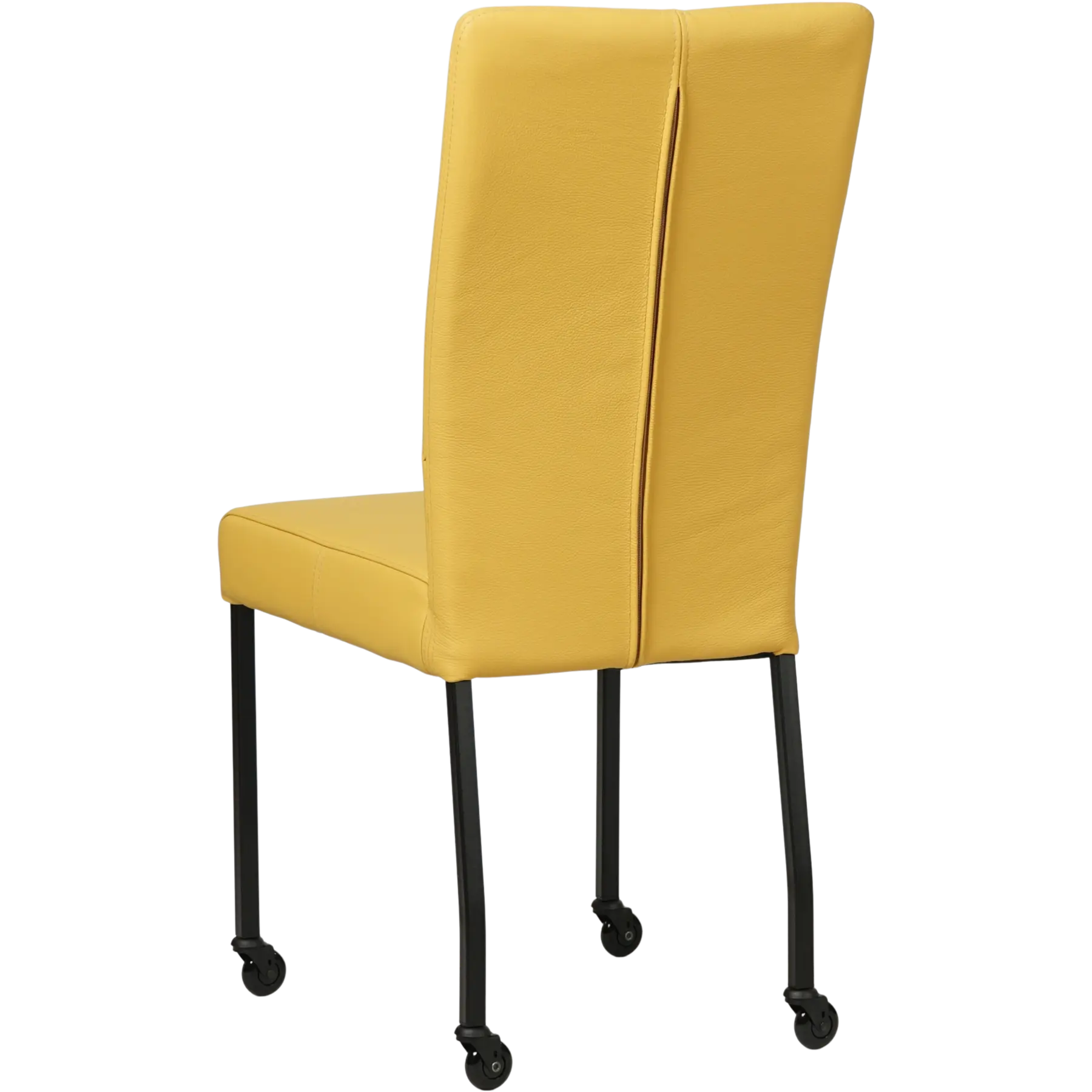 afbeelding van Leren eetkamerstoel Deal - Toledo Giallo (geel) - Poten staal vierkant zwart