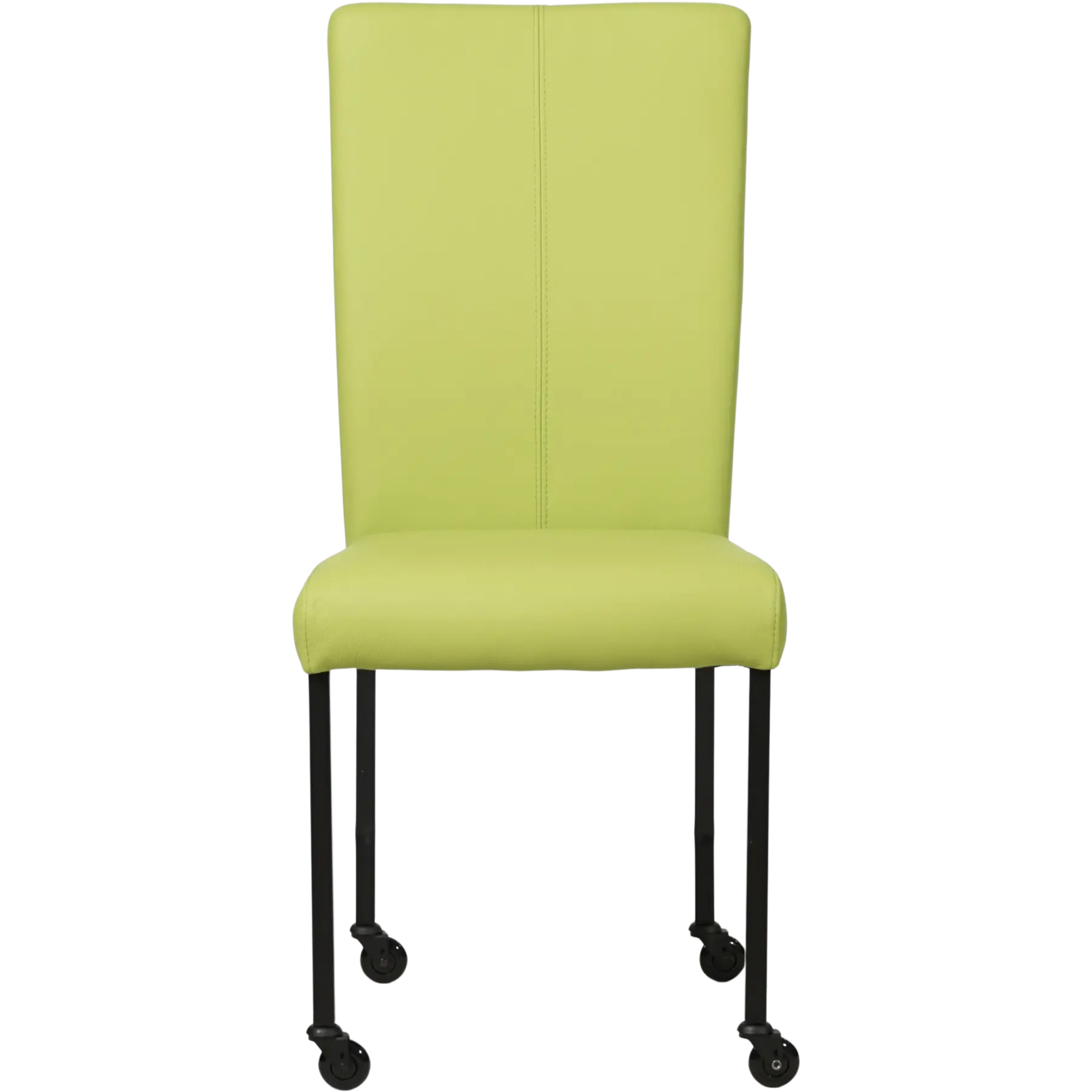 afbeelding van Leren eetkamerstoel Deal - Toledo Lime (felgroen) - Poten staal vierkant zwart
