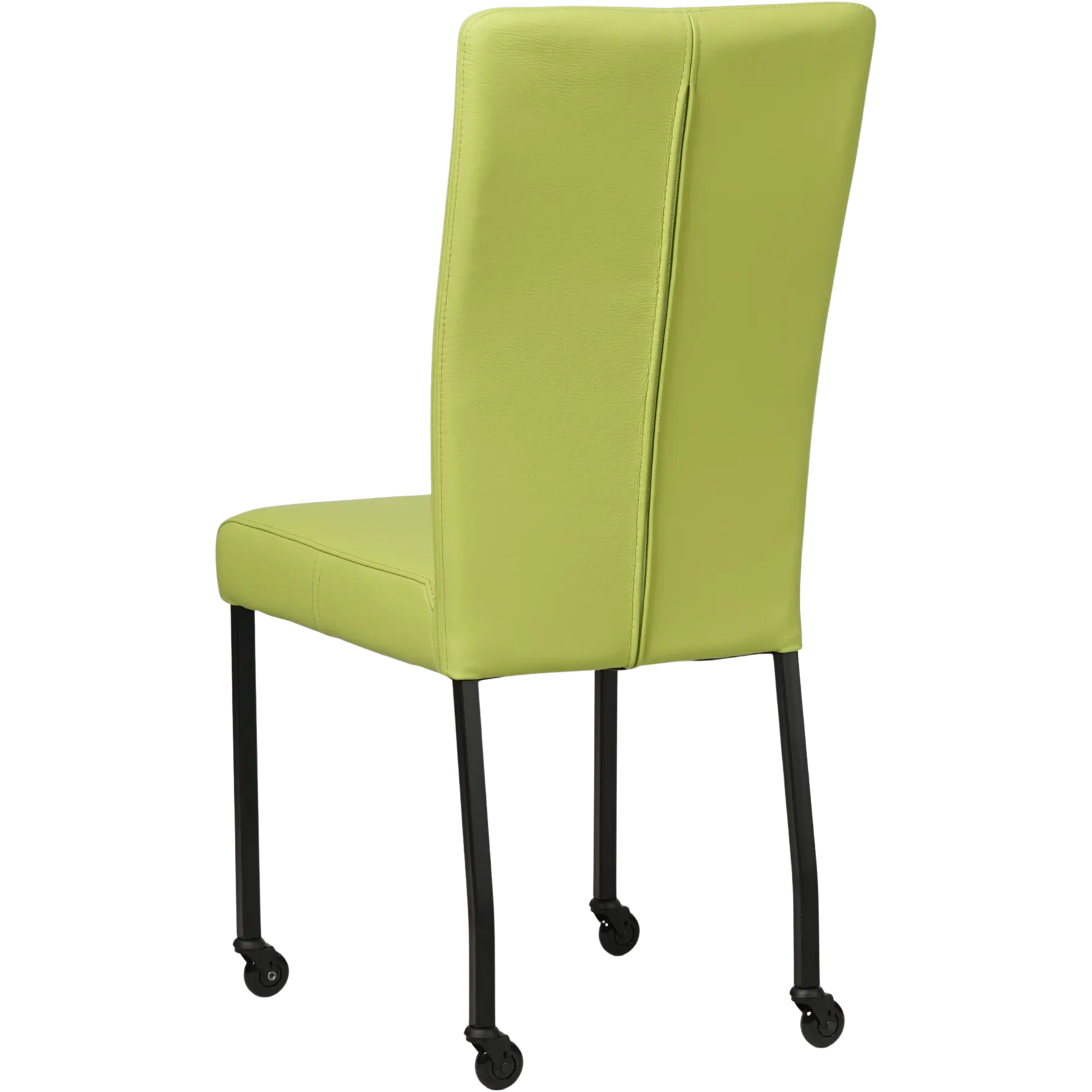 afbeelding van Leren eetkamerstoel Deal - Toledo Lime (felgroen) - Poten staal vierkant zwart