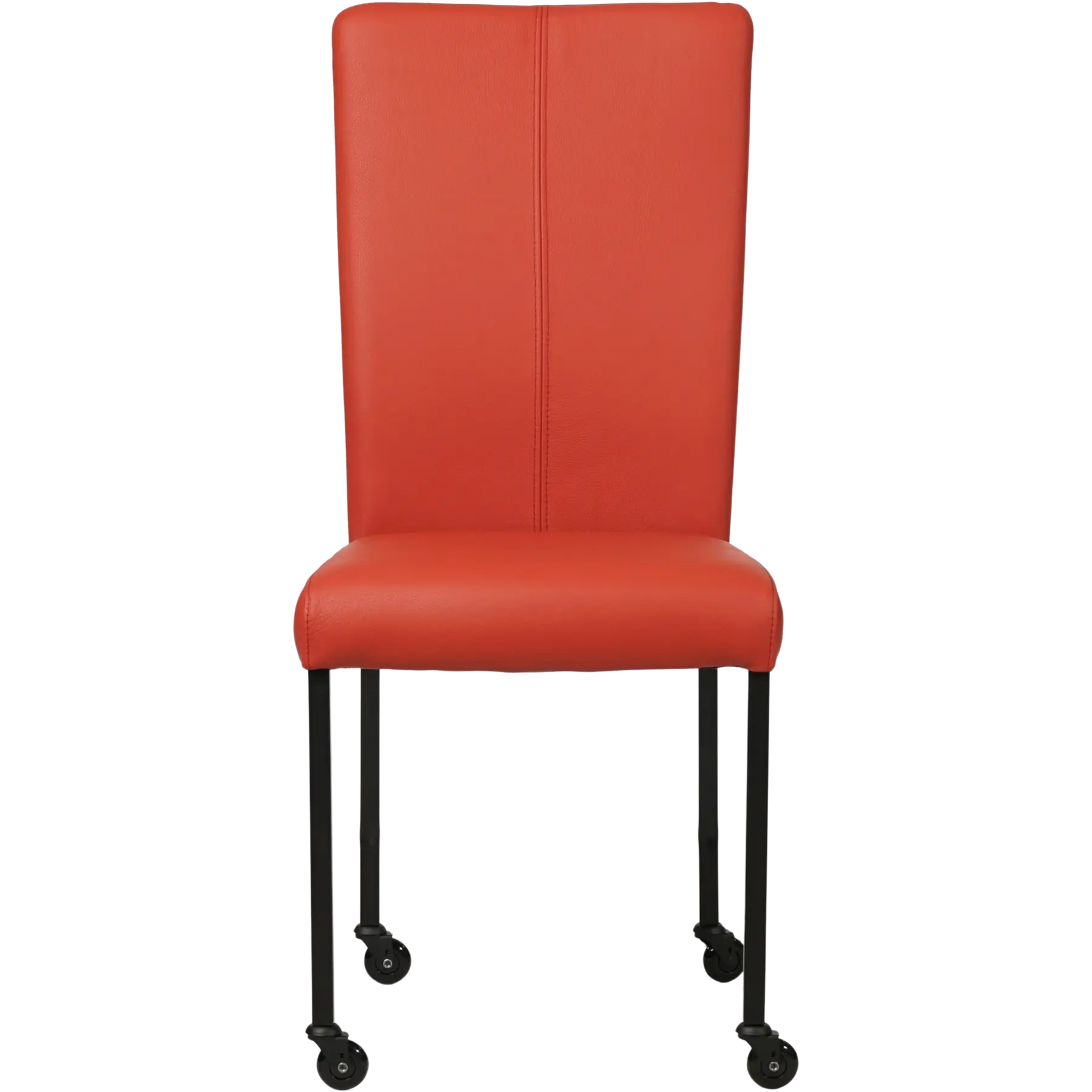 afbeelding van Leren eetkamerstoel Deal - Toledo Siegelstein (rood) - Poten staal vierkant zwart