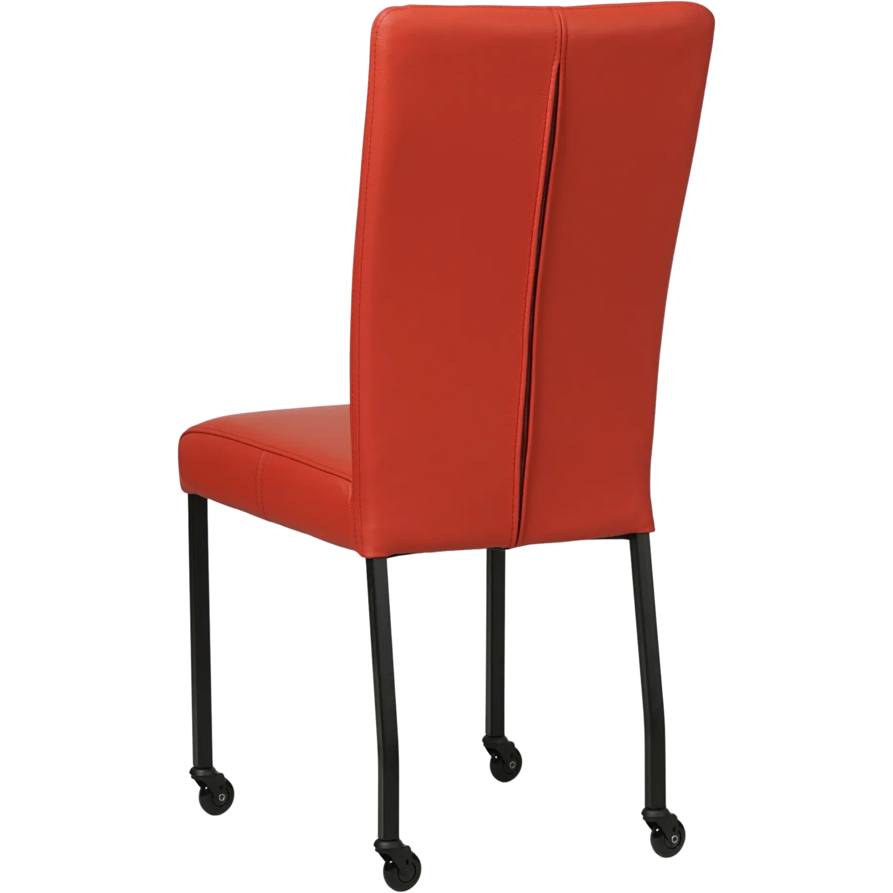 afbeelding van Leren eetkamerstoel Deal - Toledo Siegelstein (rood) - Poten staal vierkant zwart