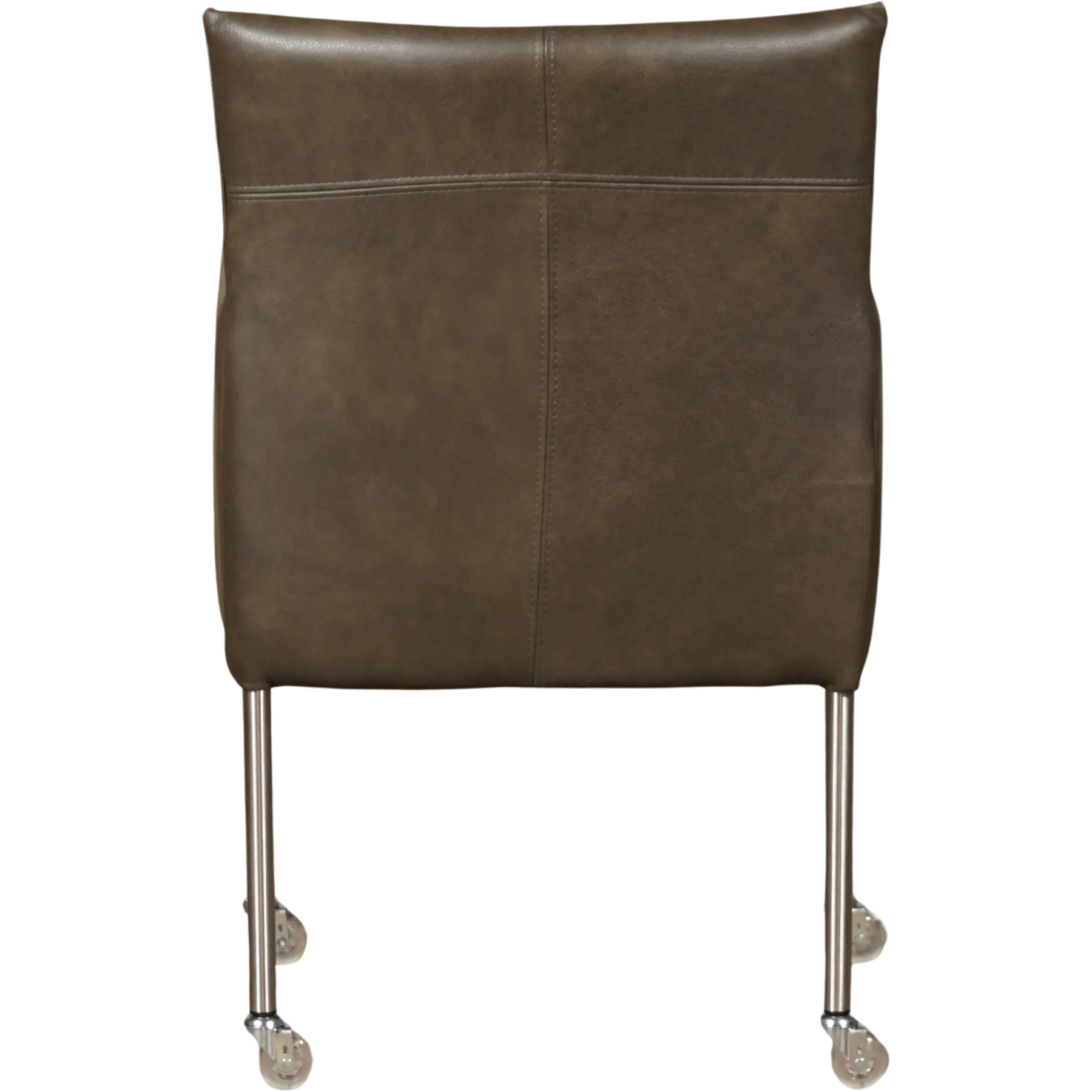 afbeelding van Leren eetkamerstoel Desire - Granada Ash (grijs/bruin) - Poten staal rond RVS