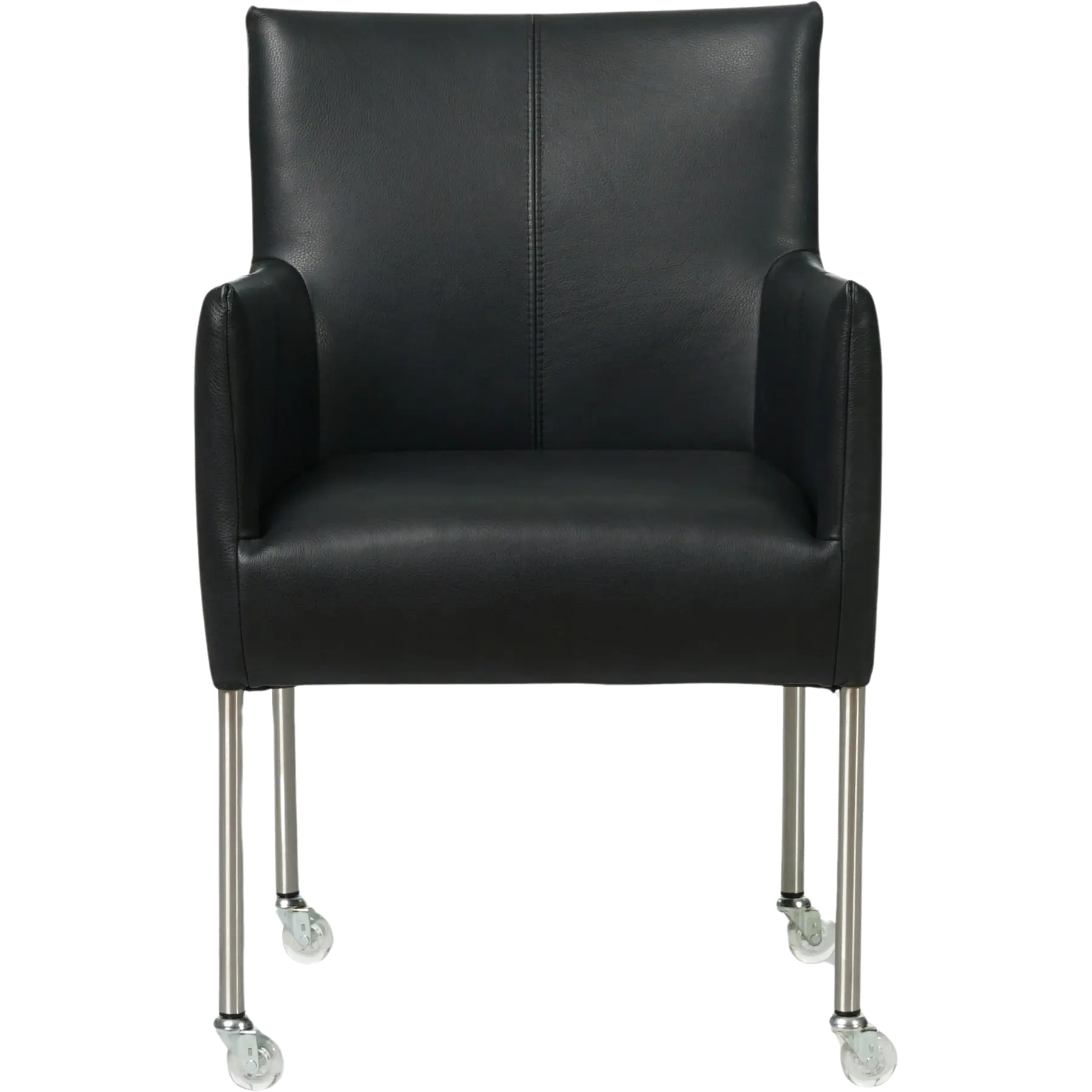 afbeelding van Leren eetkamerstoel Desire - Granada Black (zwart) - Poten staal rond RVS