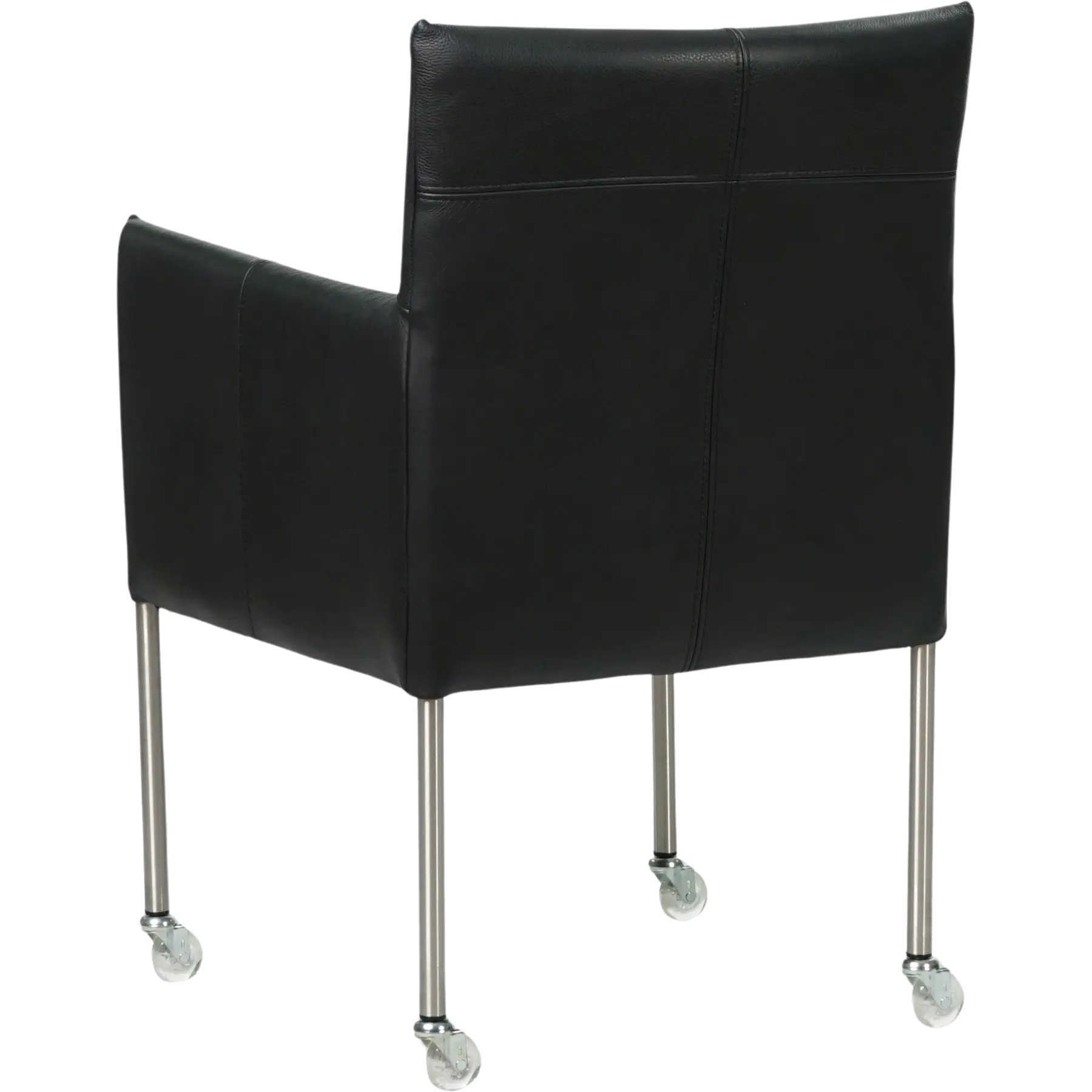 afbeelding van Leren eetkamerstoel Desire - Granada Black (zwart) - Poten staal rond RVS