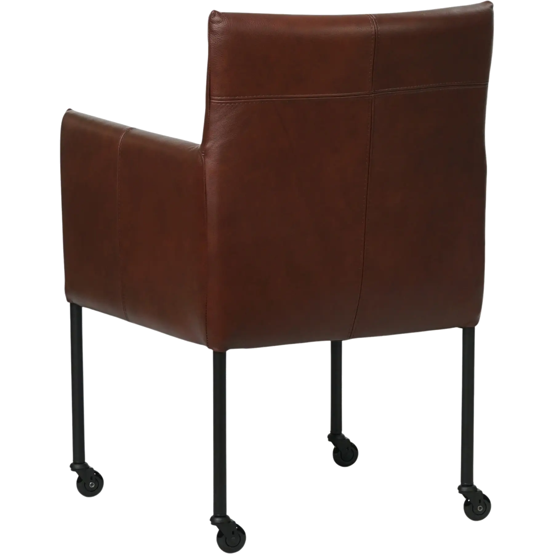 afbeelding van Leren eetkamerstoel Desire - Granada Cognac (donkercognac) - Poten staal rond zwart