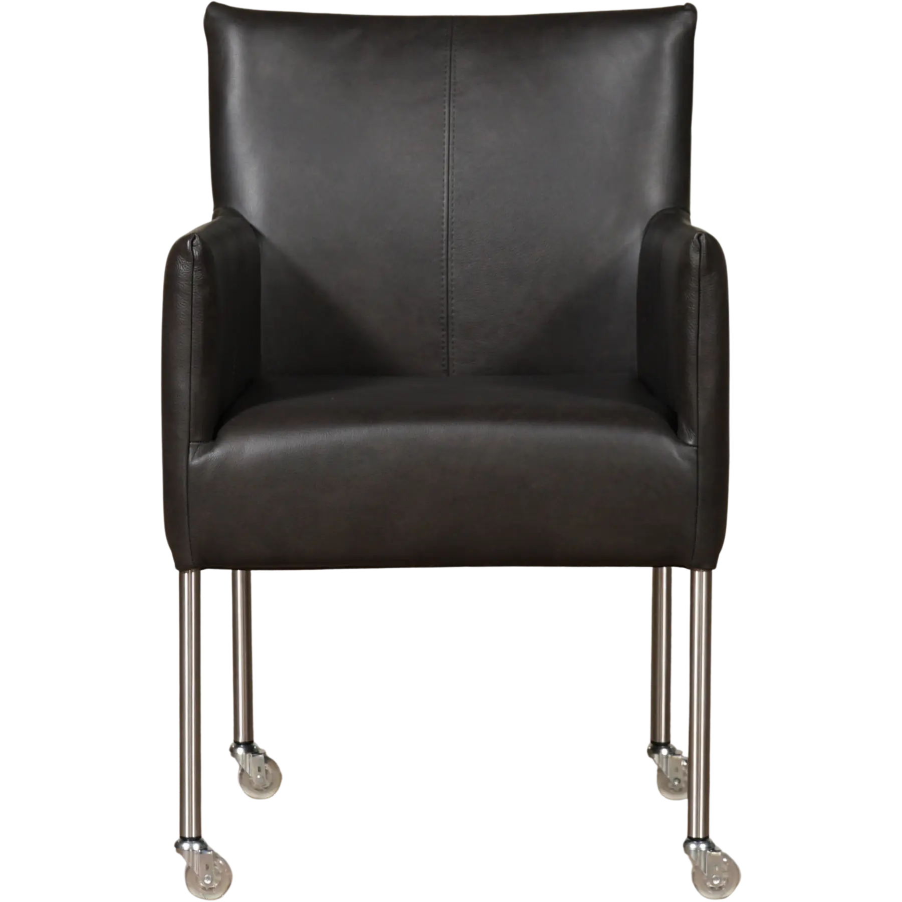 afbeelding van Leren eetkamerstoel Desire - Granada Graphite (donkergrijs) - Poten staal rond RVS