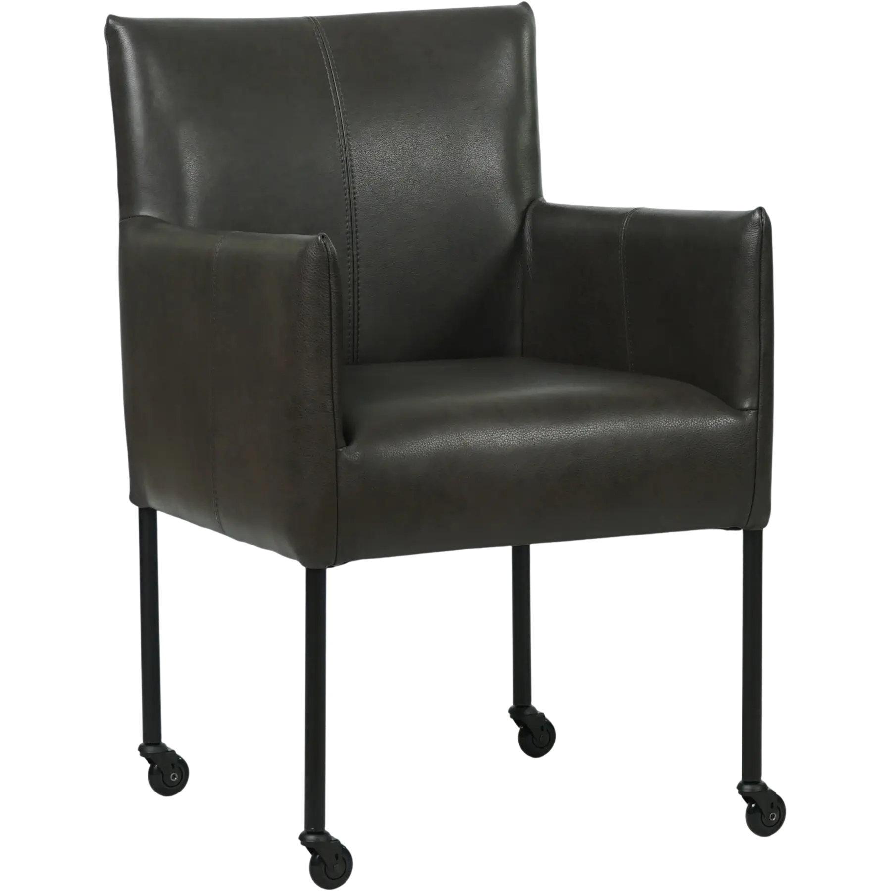 afbeelding van Leren eetkamerstoel Desire - Granada Graphite (donkergrijs) - Poten staal rond zwart