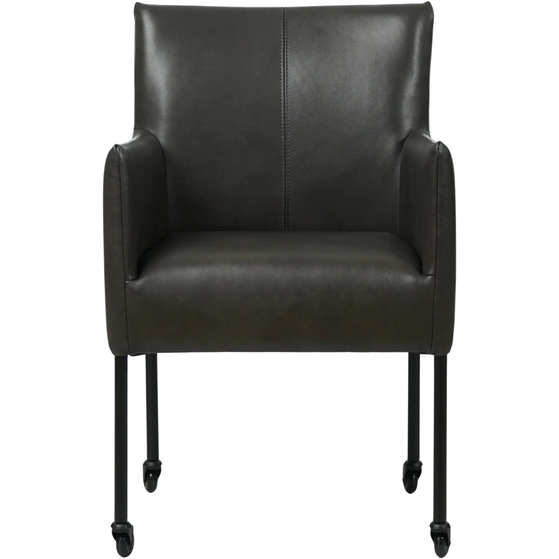 afbeelding van Leren eetkamerstoel Desire - Granada Graphite (donkergrijs) - Poten staal rond zwart