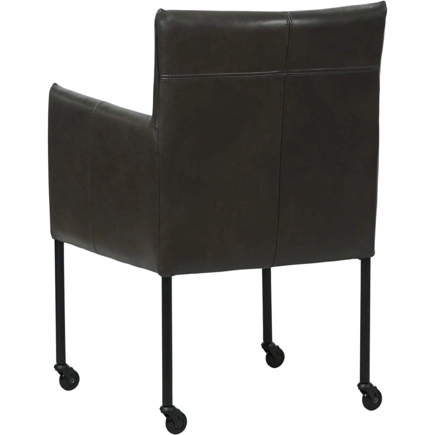 afbeelding van Leren eetkamerstoel Desire - Granada Graphite (donkergrijs) - Poten staal rond zwart