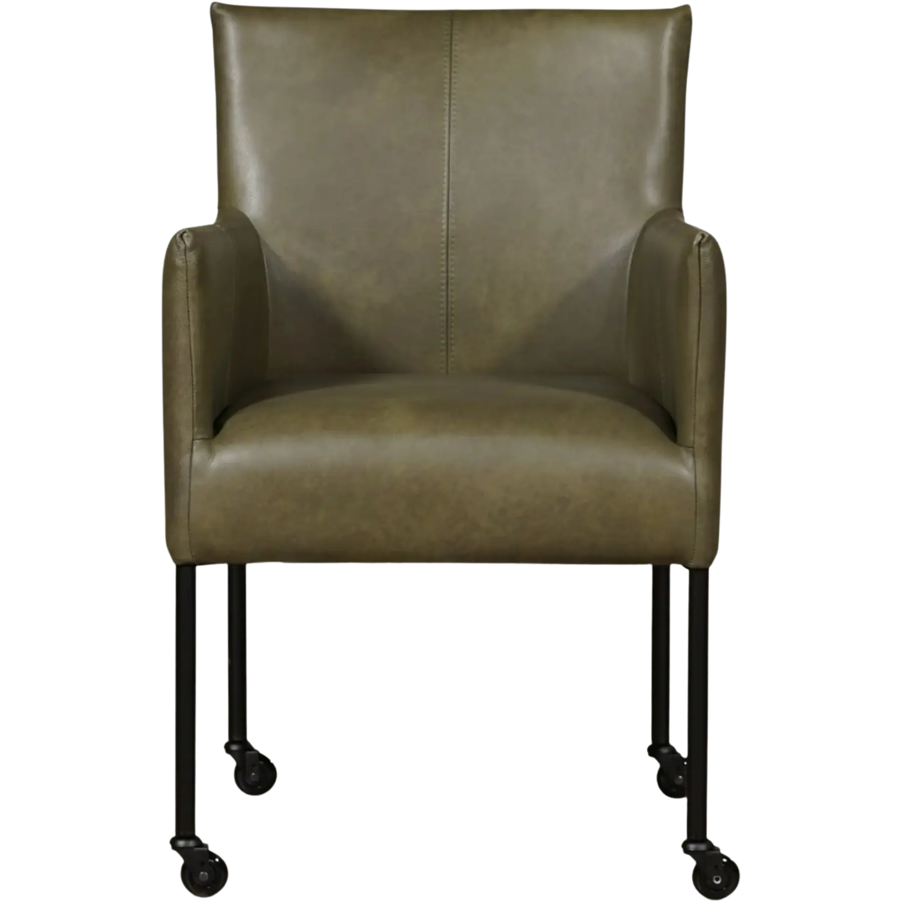 afbeelding van Leren eetkamerstoel Desire - Granada Moss (olijf/groen) - Poten staal rond zwart