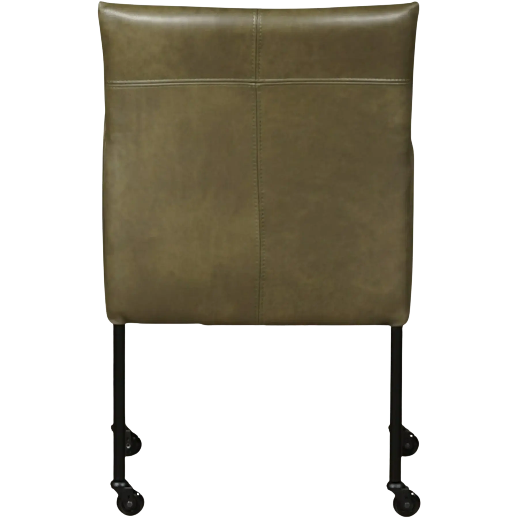 afbeelding van Leren eetkamerstoel Desire - Granada Moss (olijf/groen) - Poten staal rond zwart