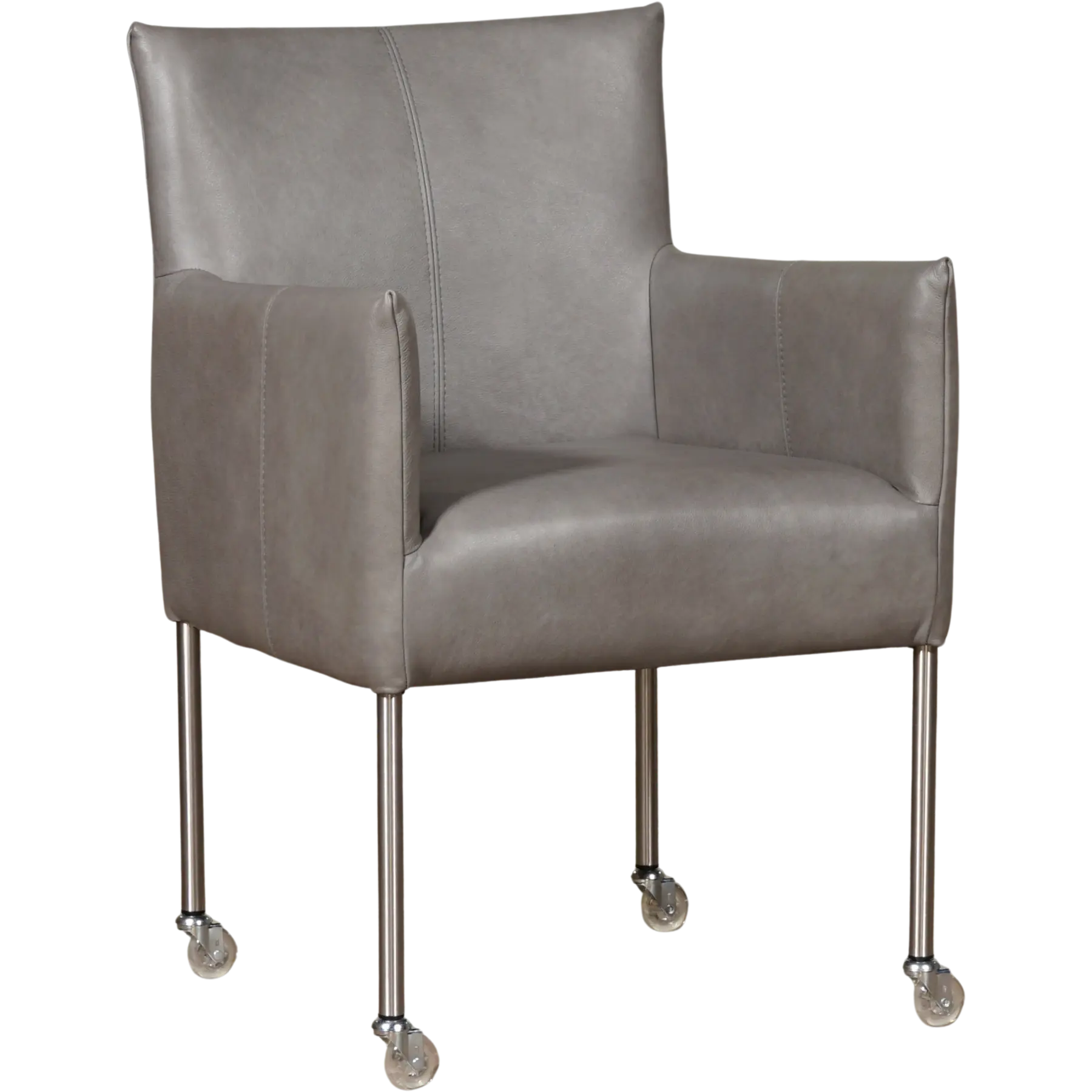 afbeelding van Leren eetkamerstoel Desire - Granada Steel (grijs) - Poten staal rond RVS