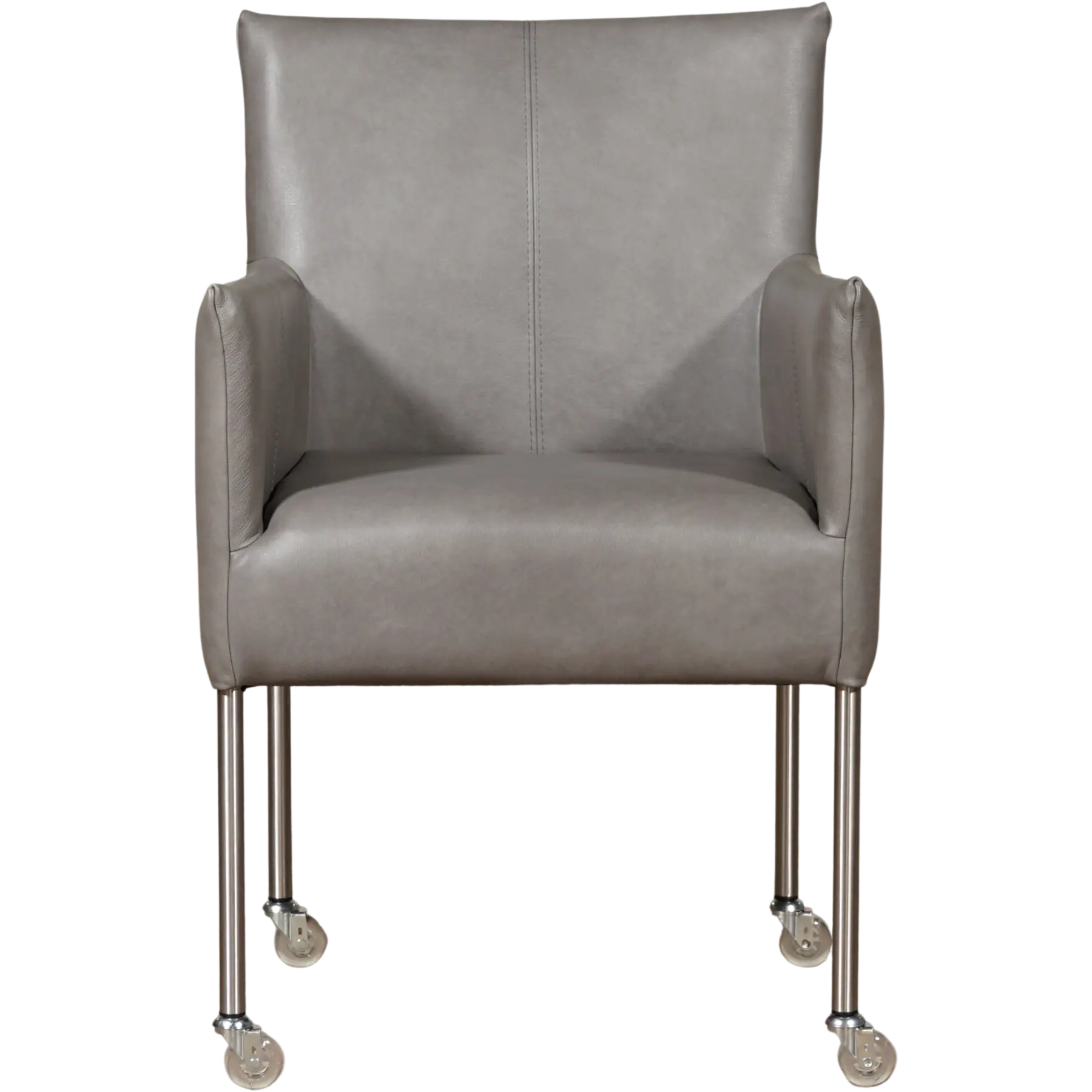 afbeelding van Leren eetkamerstoel Desire - Granada Steel (grijs) - Poten staal rond RVS