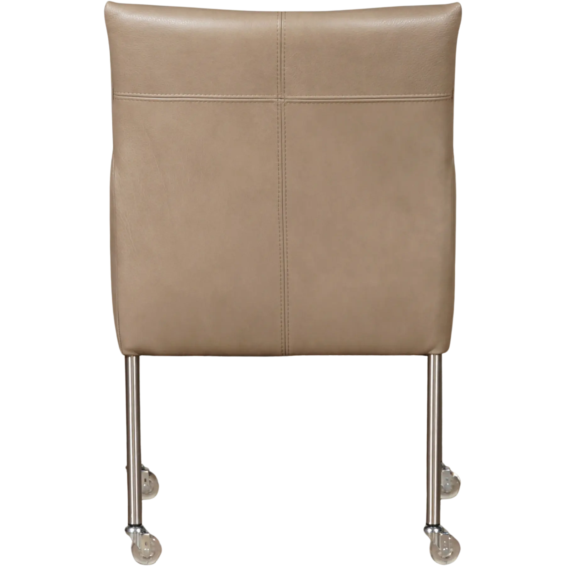 afbeelding van Leren eetkamerstoel Desire - Granada Taupe (taupe/bruin) - Poten staal rond RVS