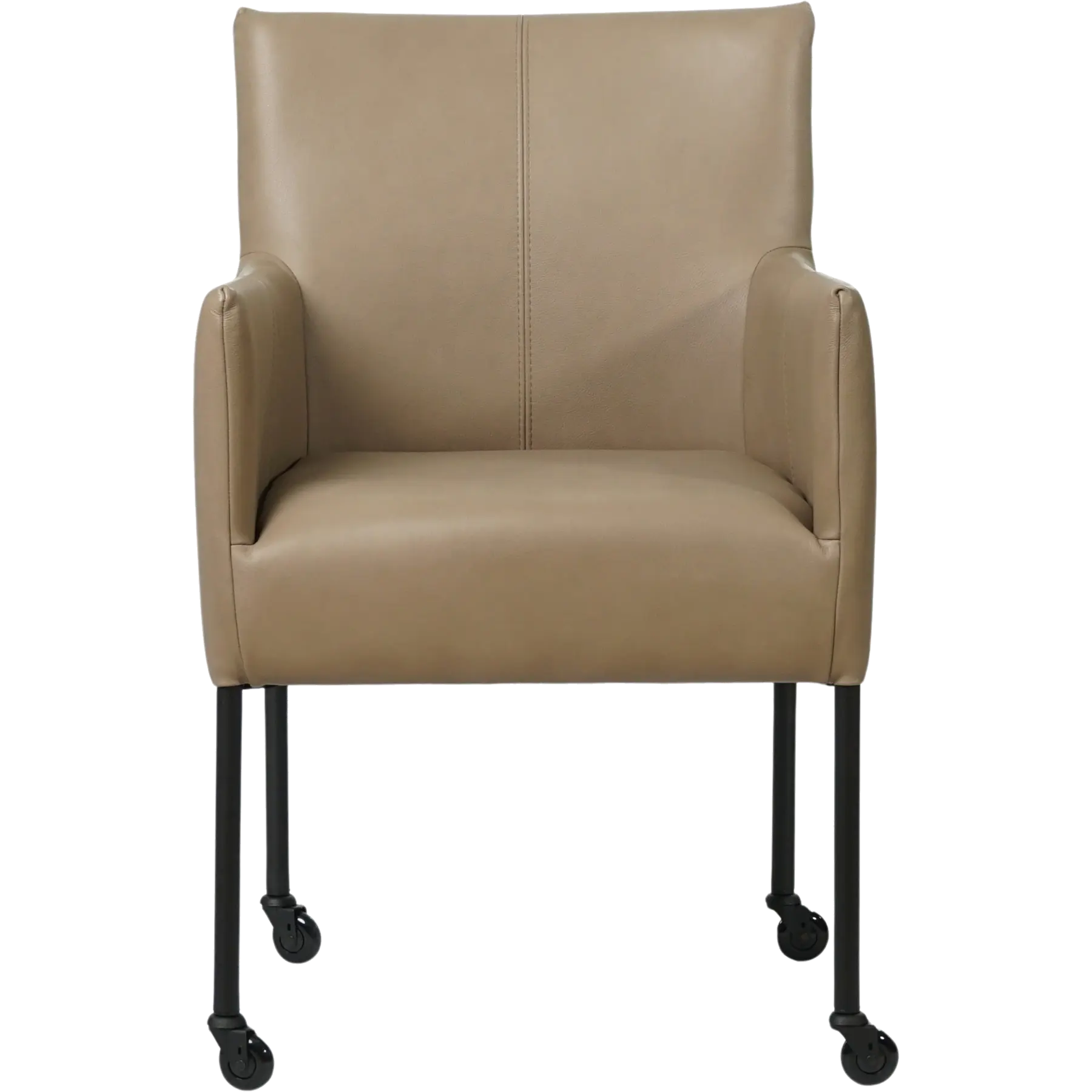 afbeelding van Leren eetkamerstoel Desire - Granada Taupe (taupe/bruin) - Poten staal rond zwart