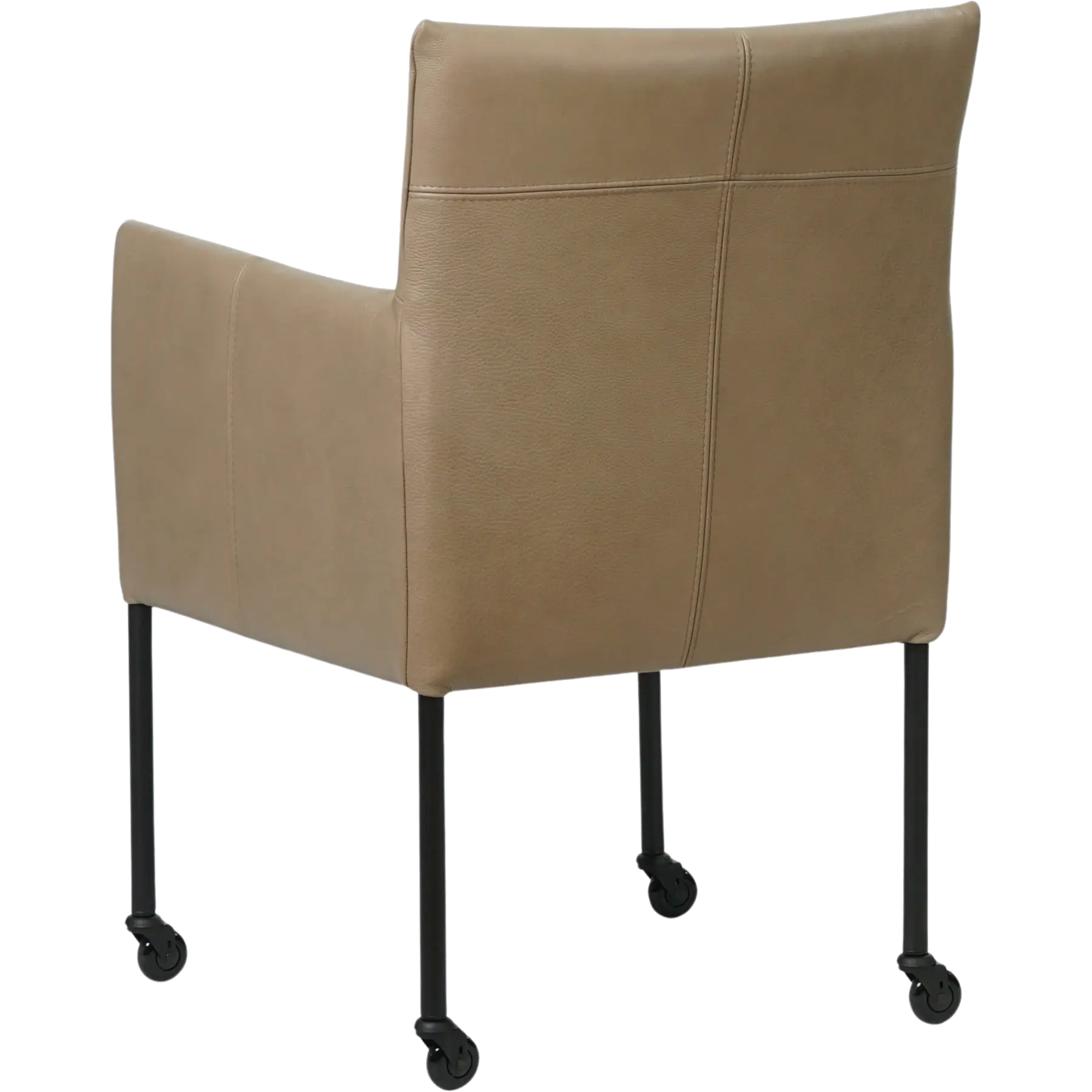 afbeelding van Leren eetkamerstoel Desire - Granada Taupe (taupe/bruin) - Poten staal rond zwart