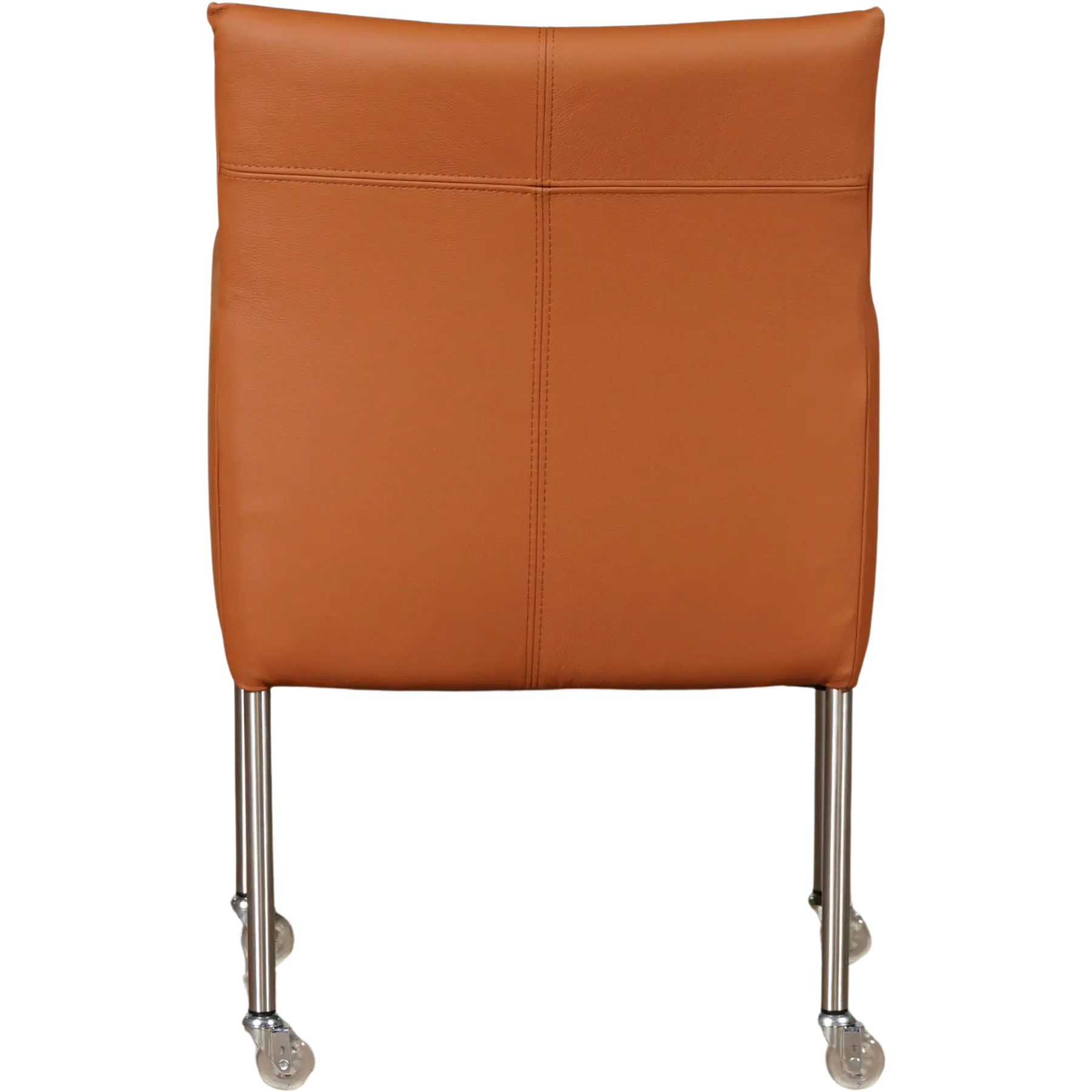 afbeelding van Leren eetkamerstoel Desire - Hermes Cognac (cognac/oranje) - Poten staal rond RVS