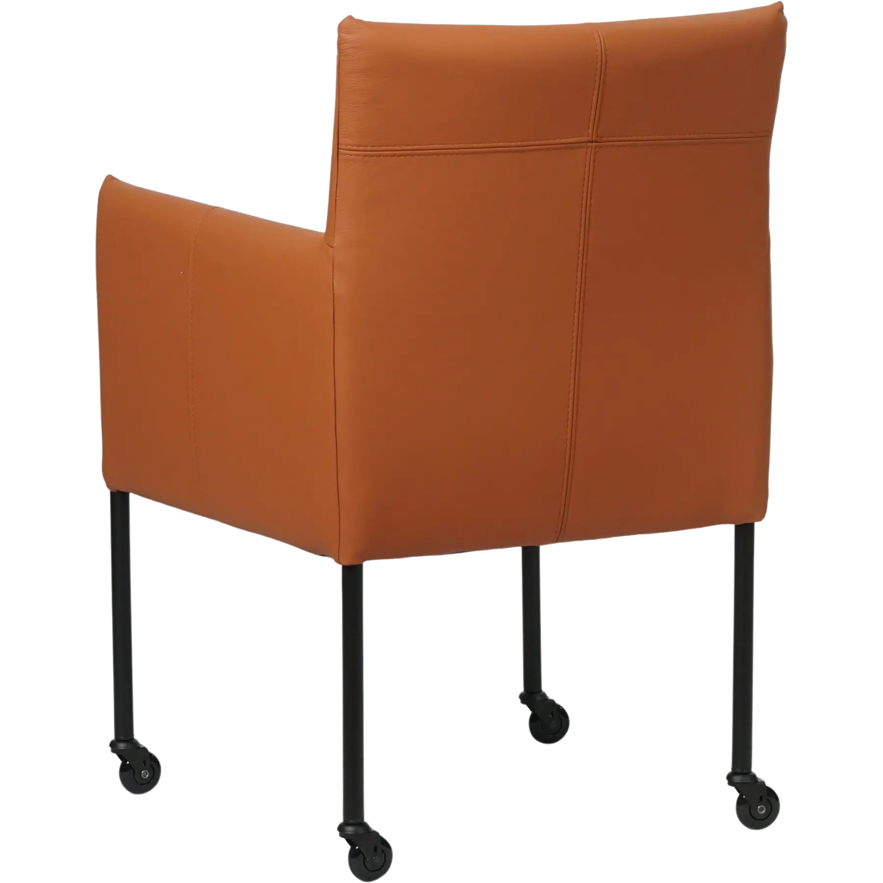 afbeelding van Leren eetkamerstoel Desire - Hermes Cognac (cognac/oranje) - Poten staal rond zwart