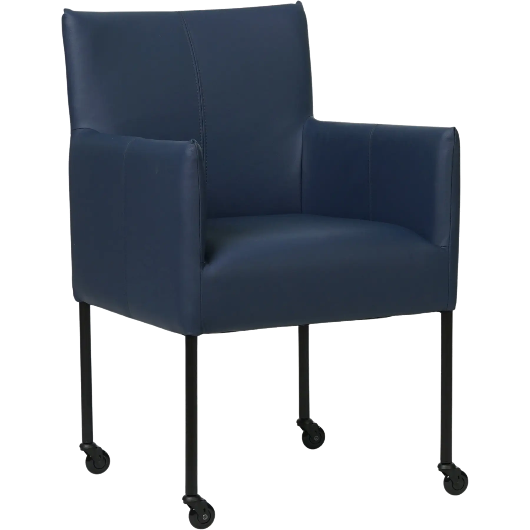 afbeelding van Leren eetkamerstoel Desire - Hermes Kobalt (blauw) - Poten staal rond zwart